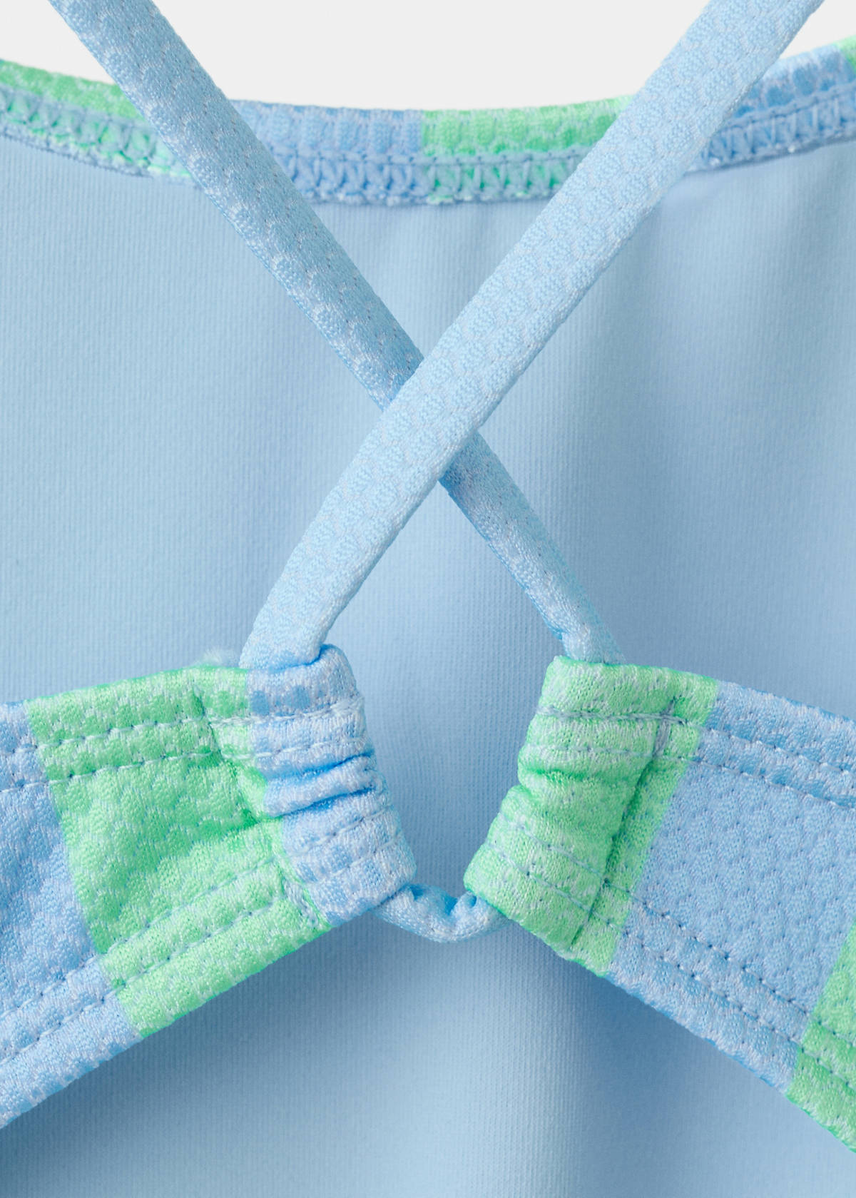 Two-tone striped swimming costume — Blue