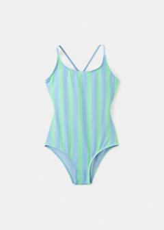 Two-tone striped swimming costume — Blue 2