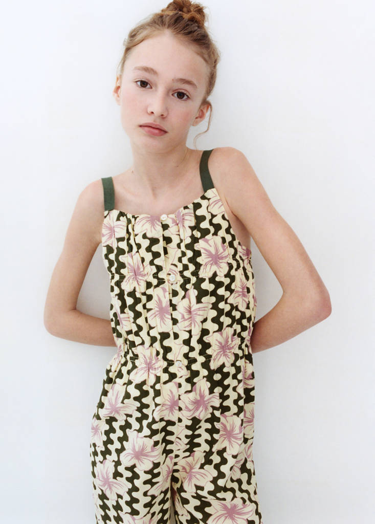 Floral print jumpsuit — Khaki