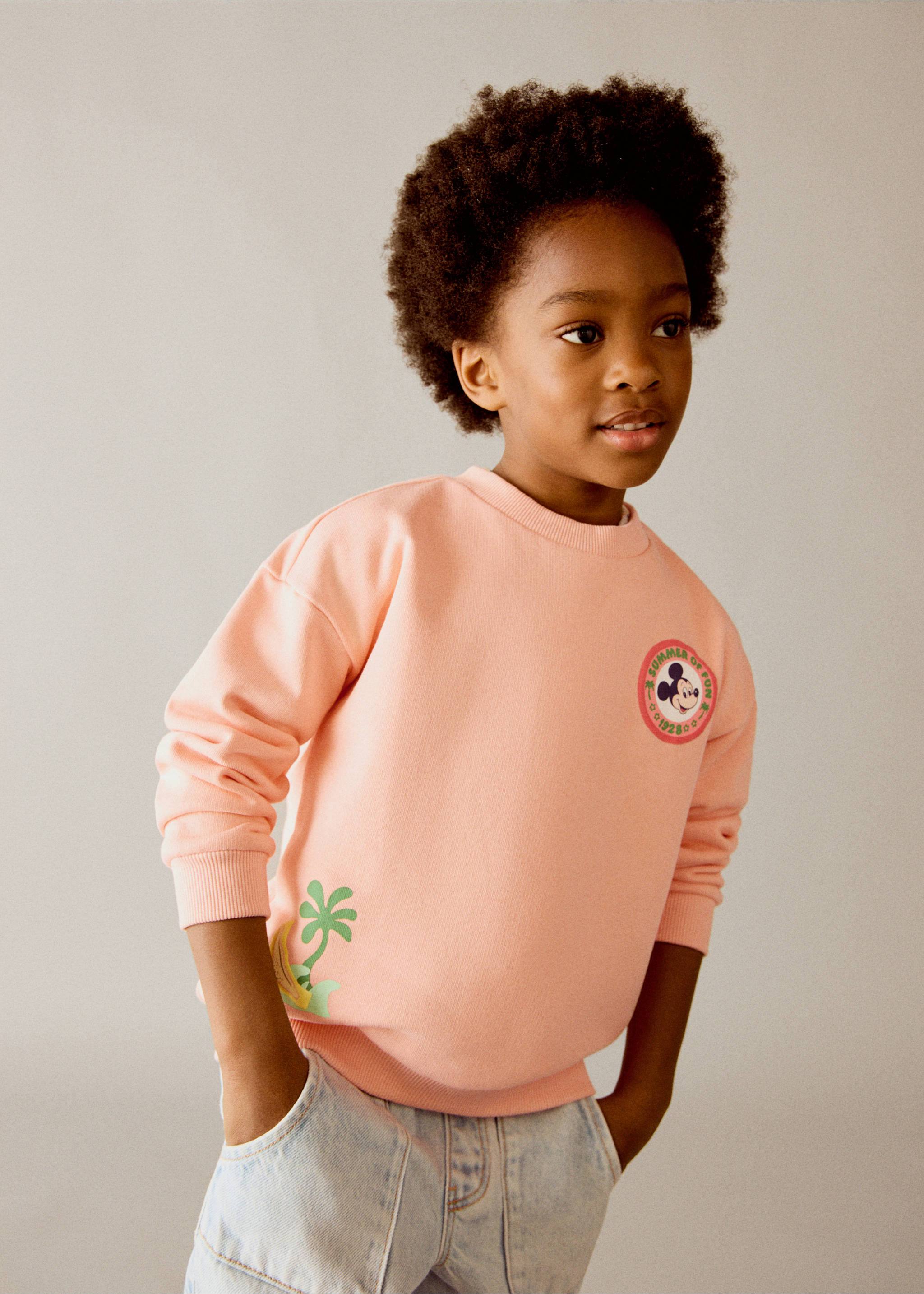 Suéter Mickey Mouse - Plano médio, Toranja. Ref: 27087926-00.