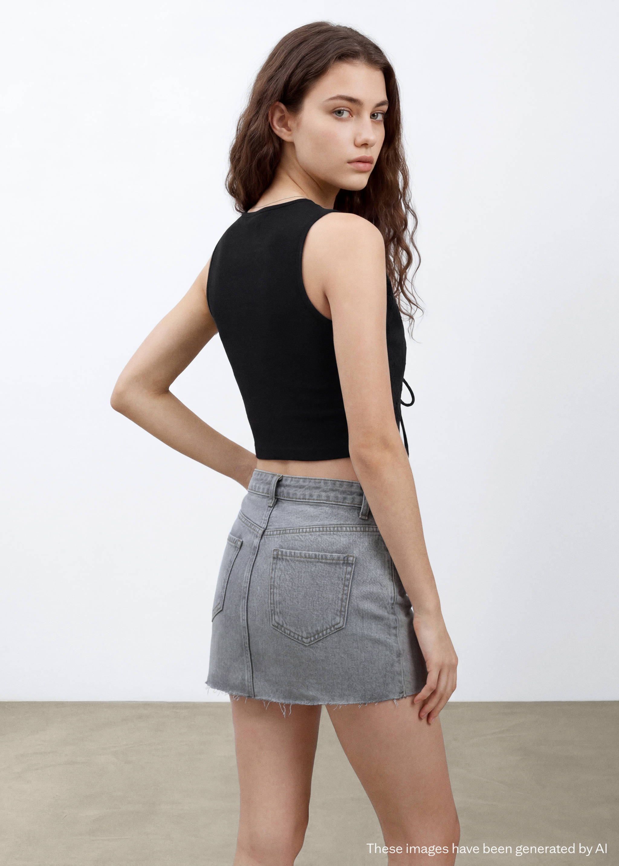 Embroidered detail waistcoat top - Reverse of the article