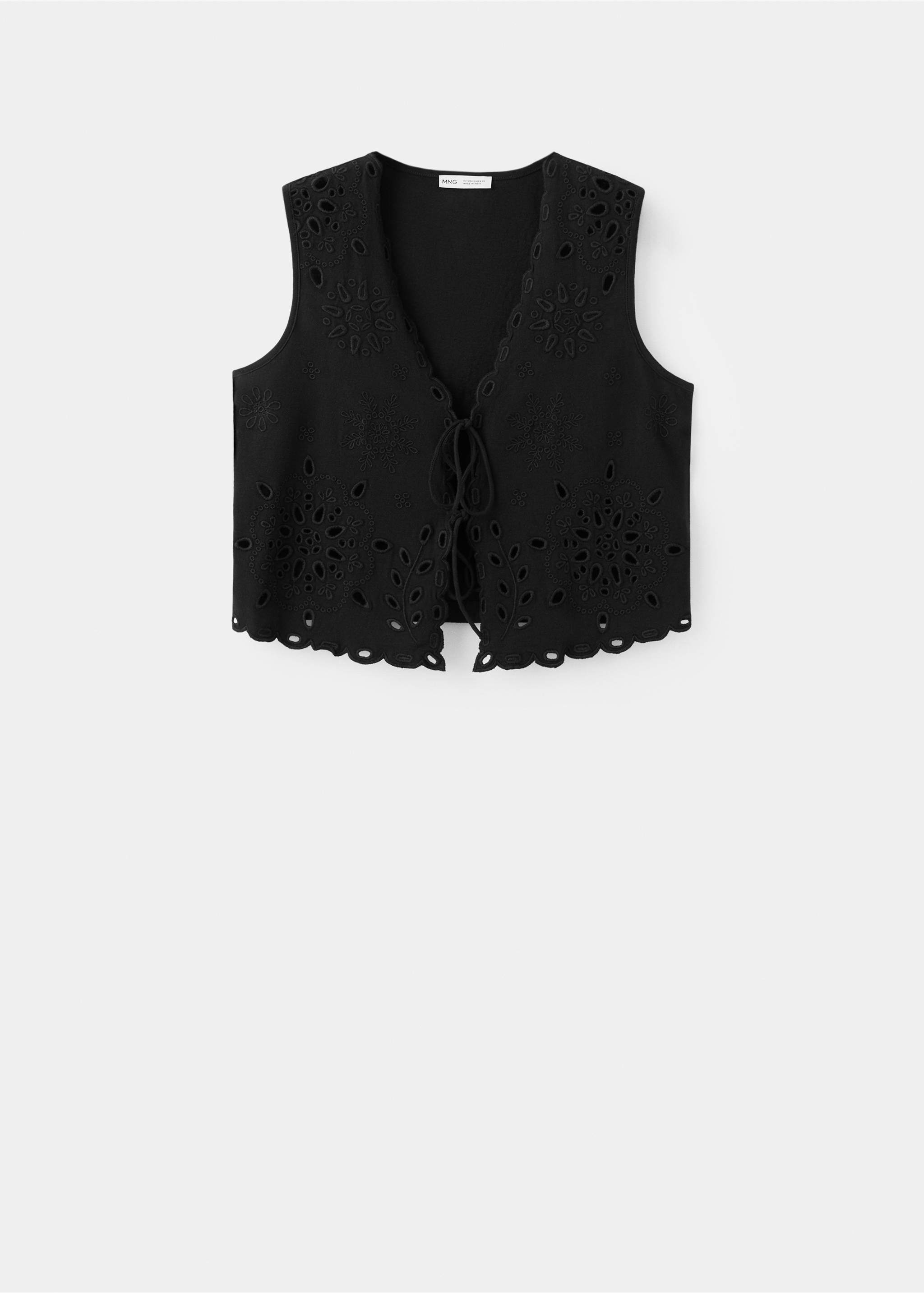 Embroidered detail waistcoat top - Article without model, Black. Ref: 27087930-00.