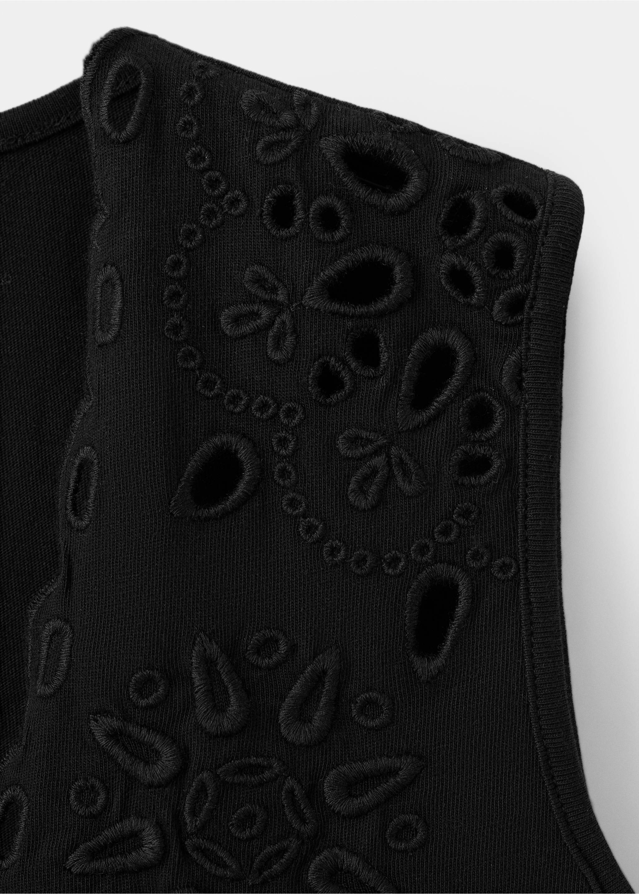 Embroidered detail waistcoat top - Details of the article 8, Black. Ref: 27087930-00.