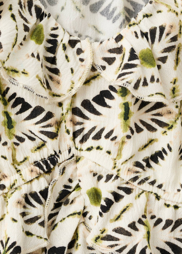 Printed top with bow — Ecru