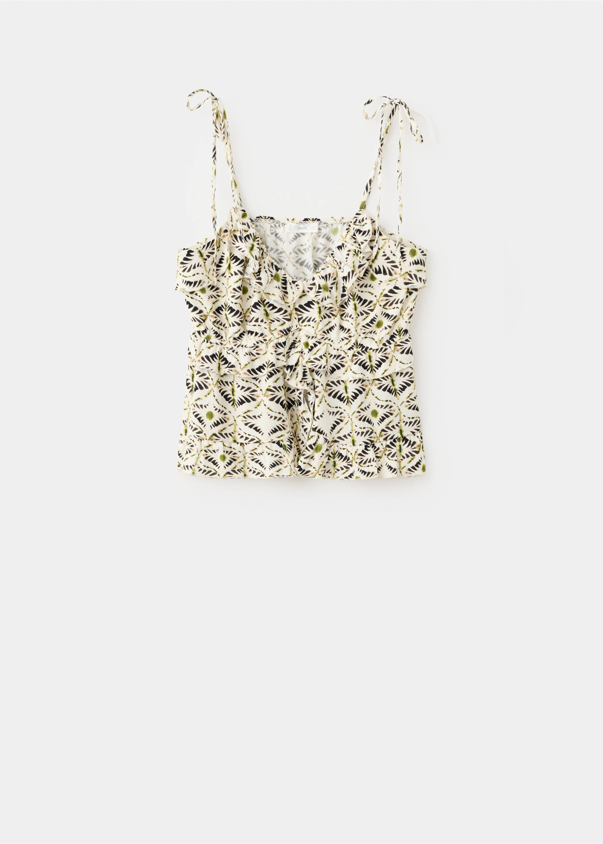 Printed top with bow - Article without model, Ecru. Ref: 27087934-00.