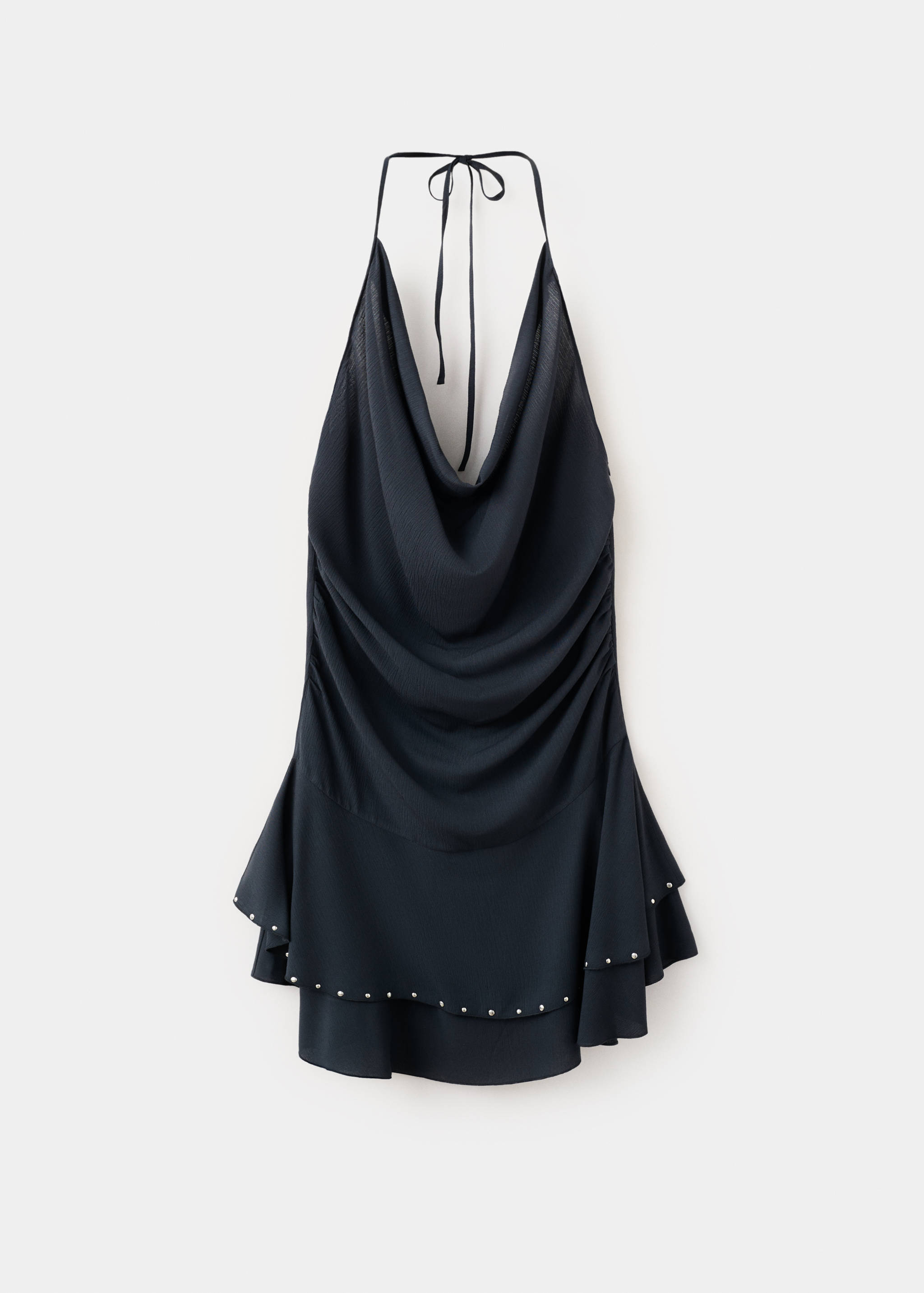 فستان قصير بياقة درابية - منتج دون نموذج