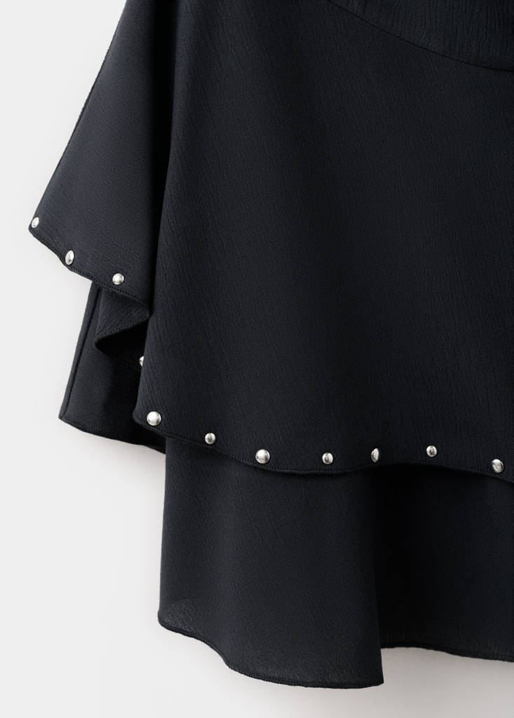 Short dress with draped collar — Charcoal