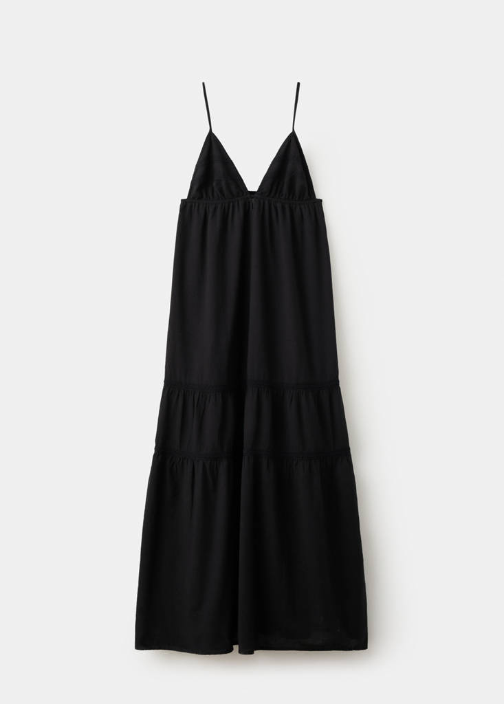 Long dress with embroidered details — Black