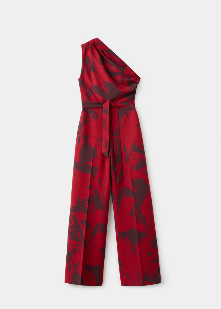 Printed asymmetrical jumpsuit — Red