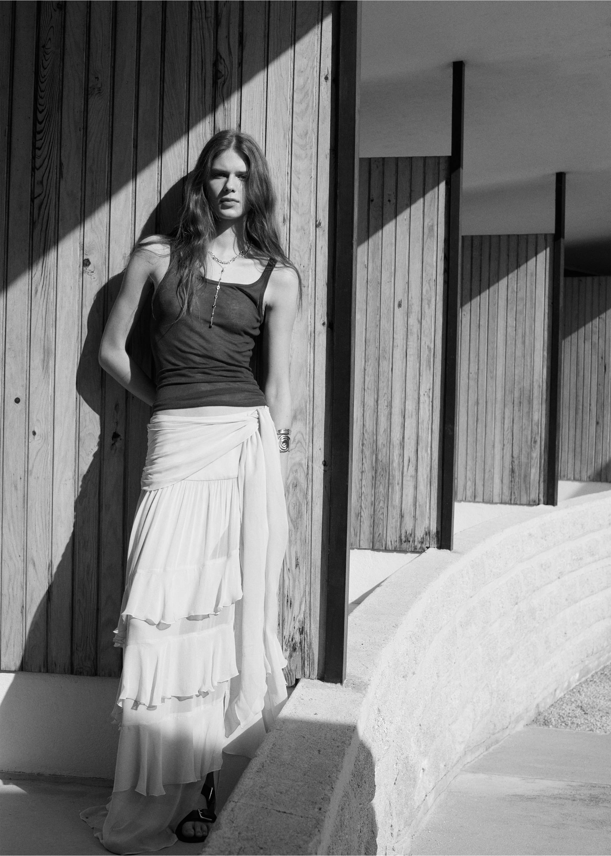 Ruffle tie skirt - General plane, Ecru. Ref: 27087941-00.