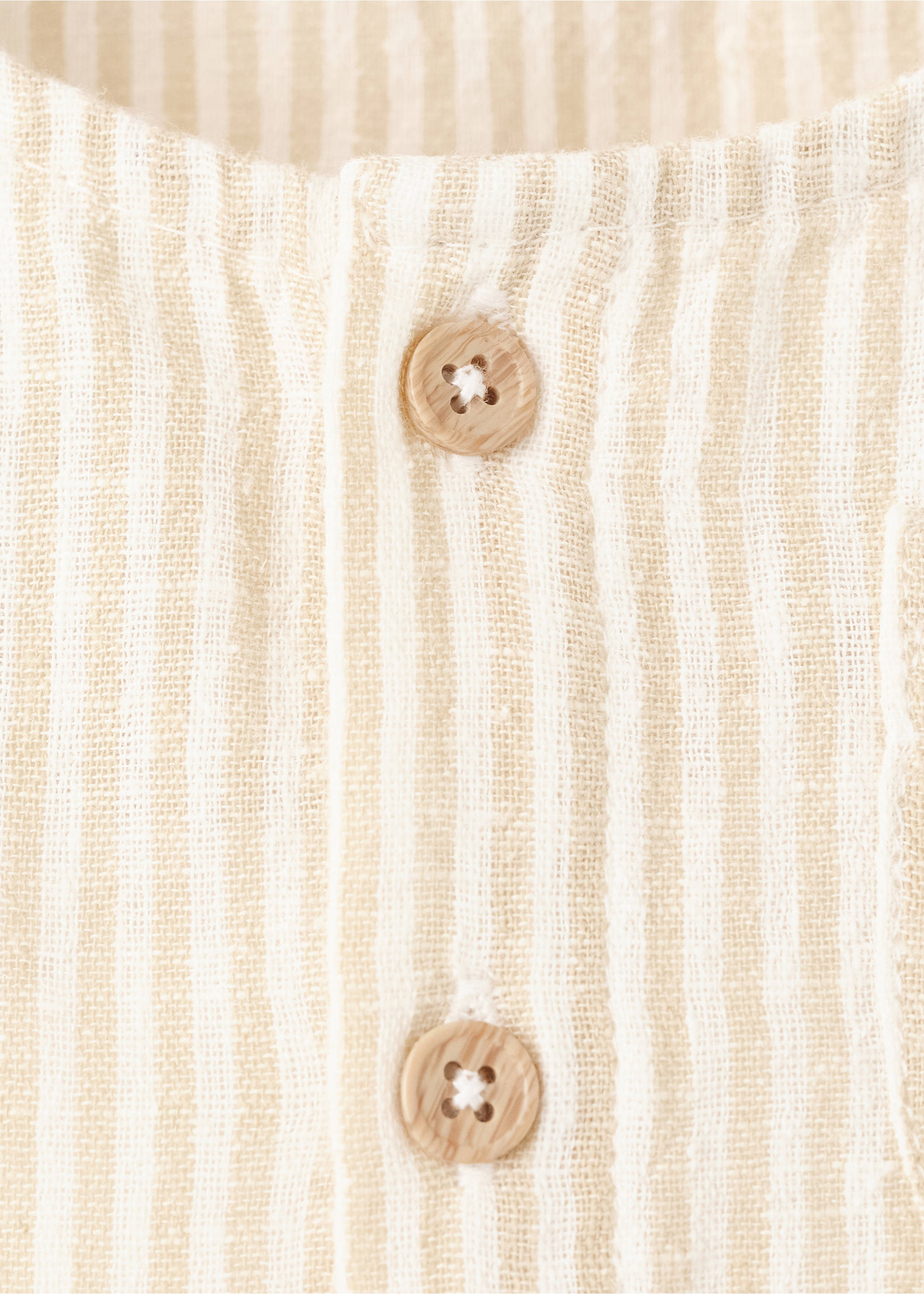 Striped cotton linen shirt - Details of the article 8, Mustard. Ref: 27088261-00.