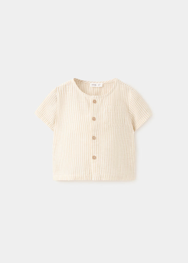Striped cotton linen shirt — Mustard