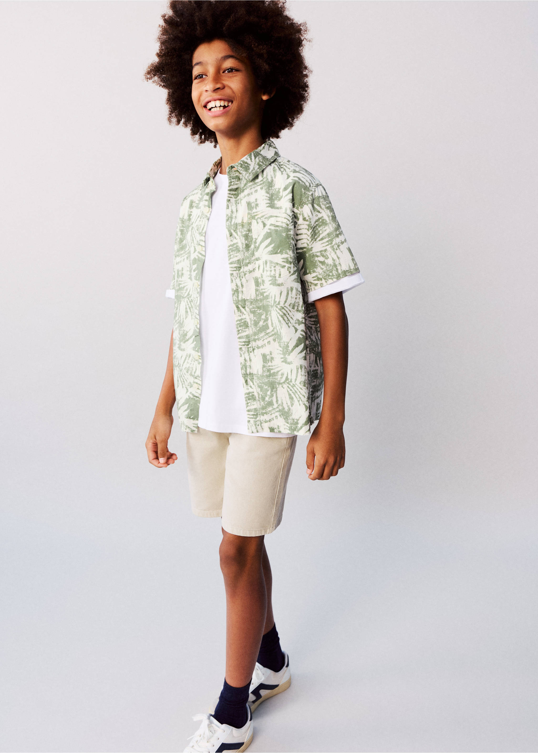 Floral-print cotton shirt - General plane, Green. Ref: 27088265-00.