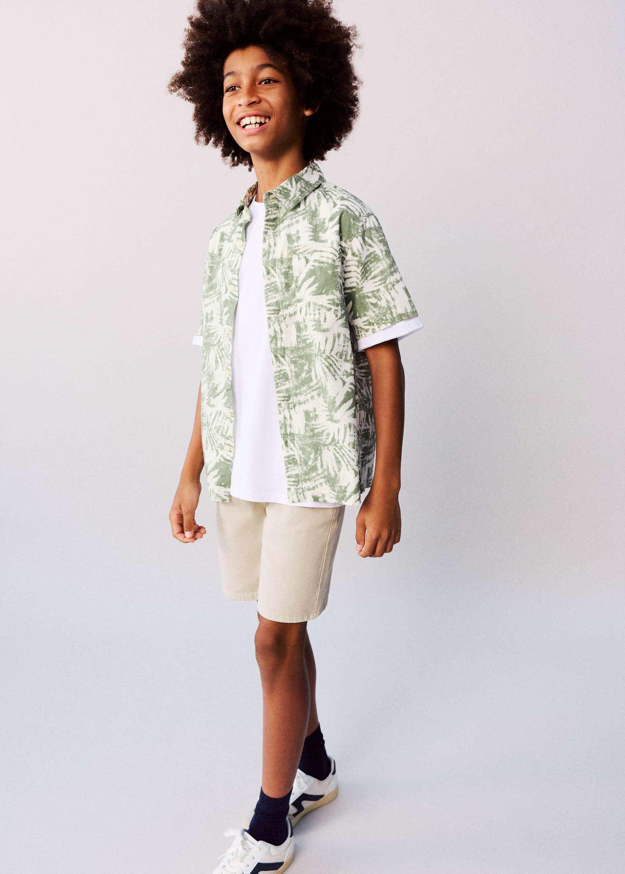 Floral-print cotton shirt - General plane