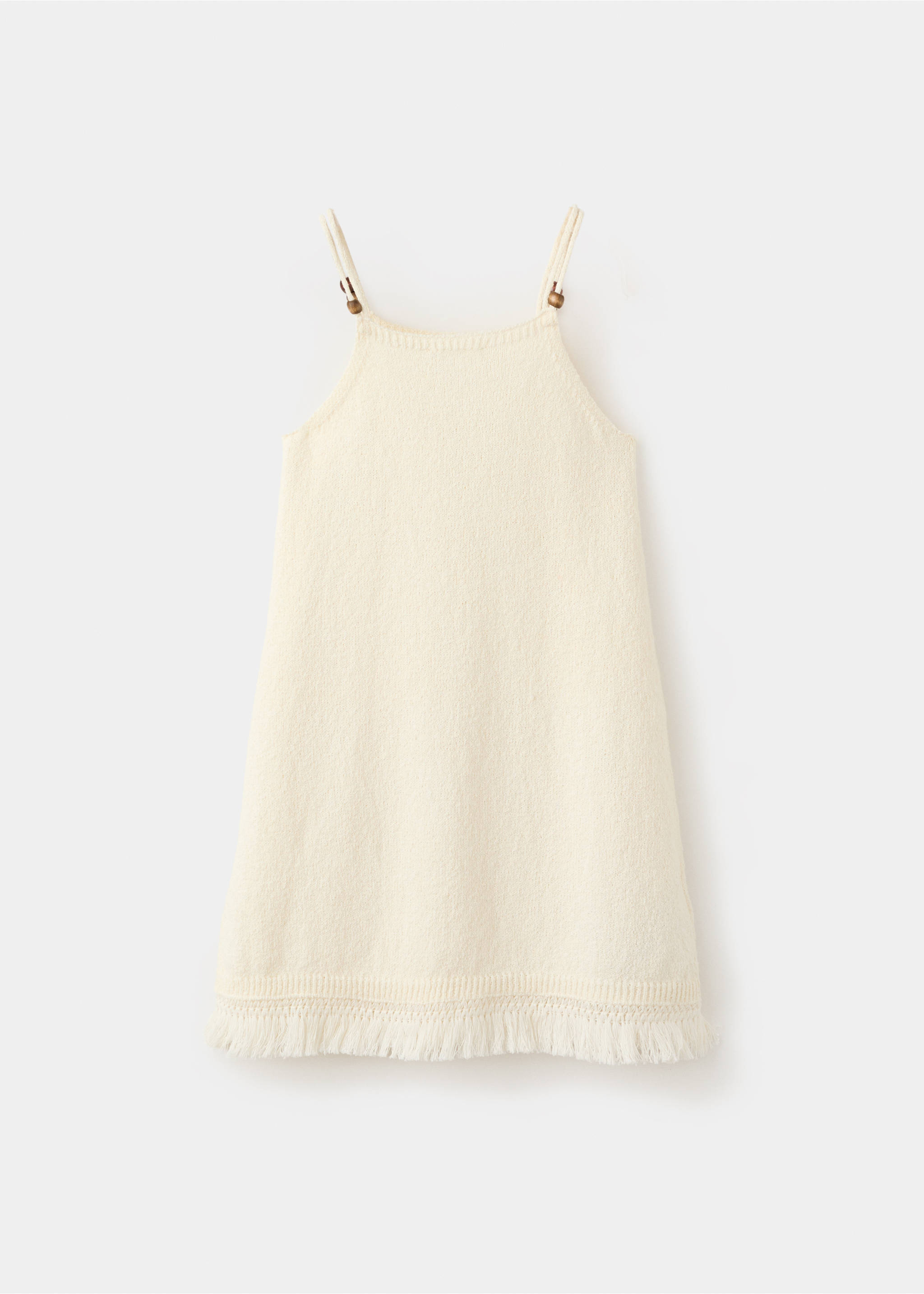 Knitted dress with fringe detail - Reverse of the article, Off White. Ref: 27088266-00.