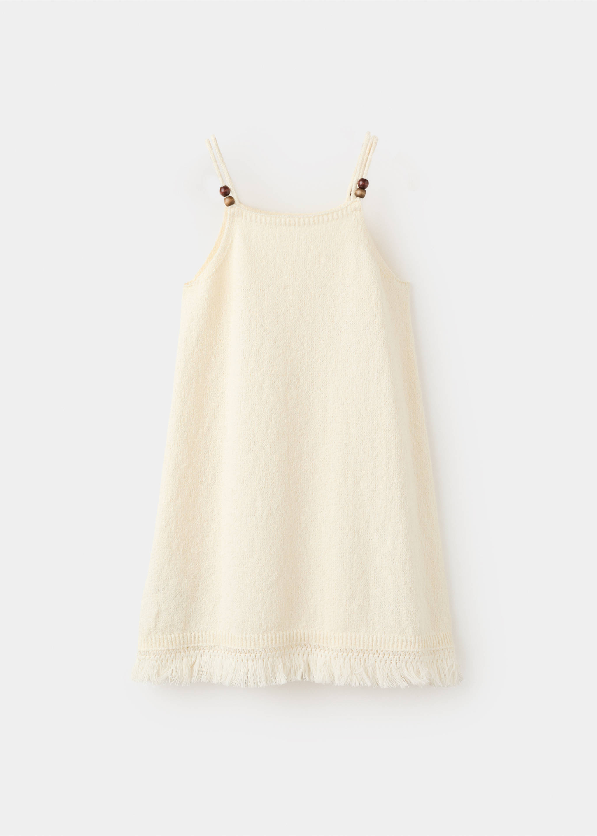 Knitted dress with fringe detail - Article without model, Off White. Ref: 27088266-00.