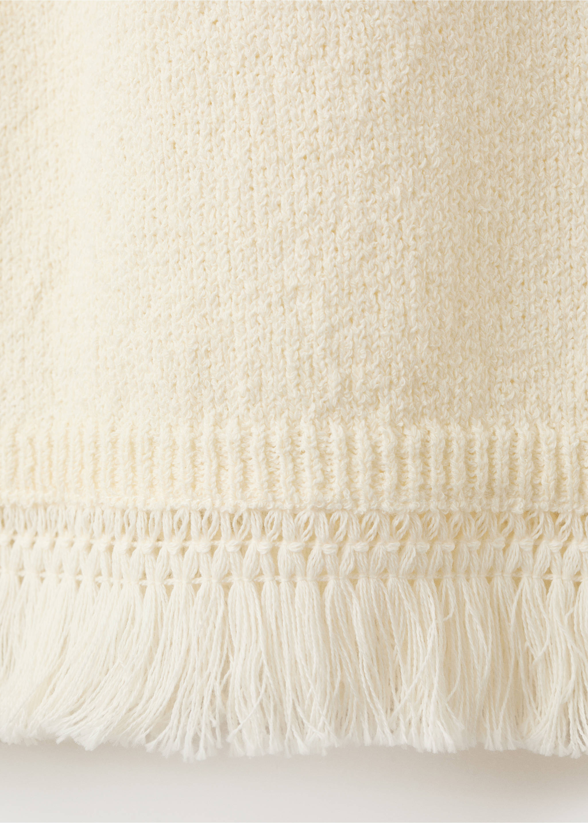 Knitted dress with fringe detail - Details of the article 0, Off White. Ref: 27088266-00.