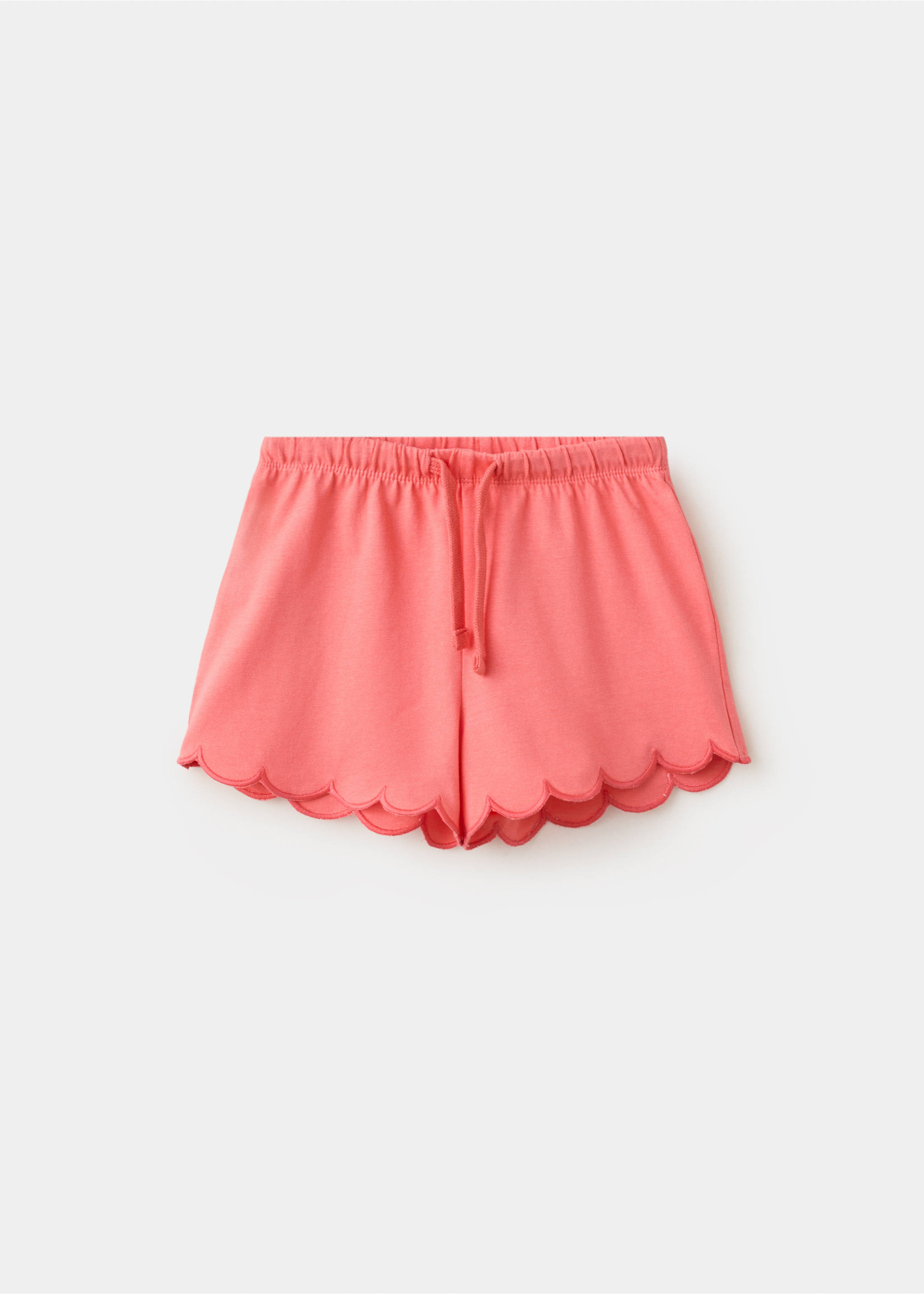 Cotton shorts with scalloped details - Article without model, Coral Red. Ref: 27088268-00.