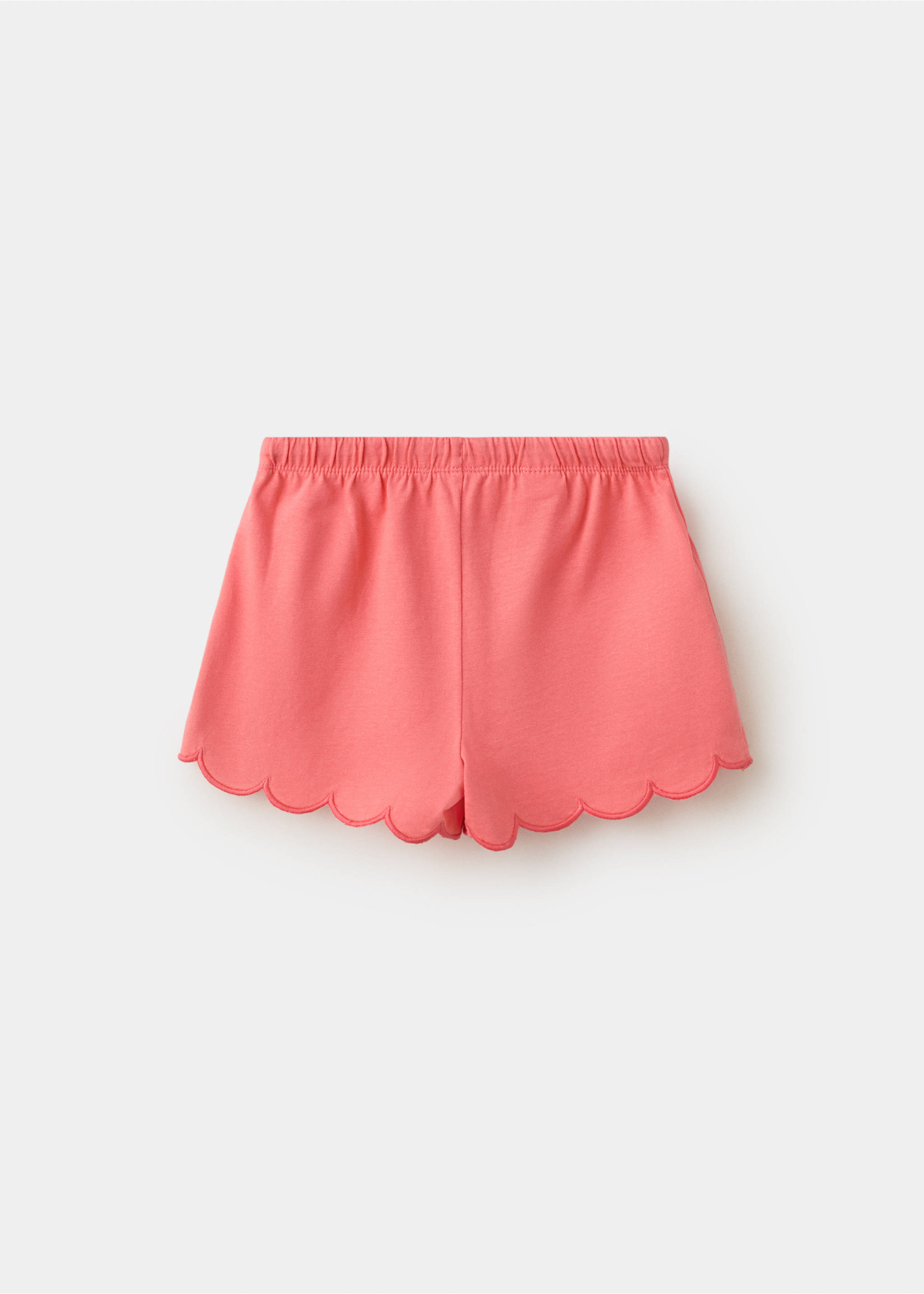 Cotton shorts with scalloped details - Reverse of the article, Coral Red. Ref: 27088268-00.