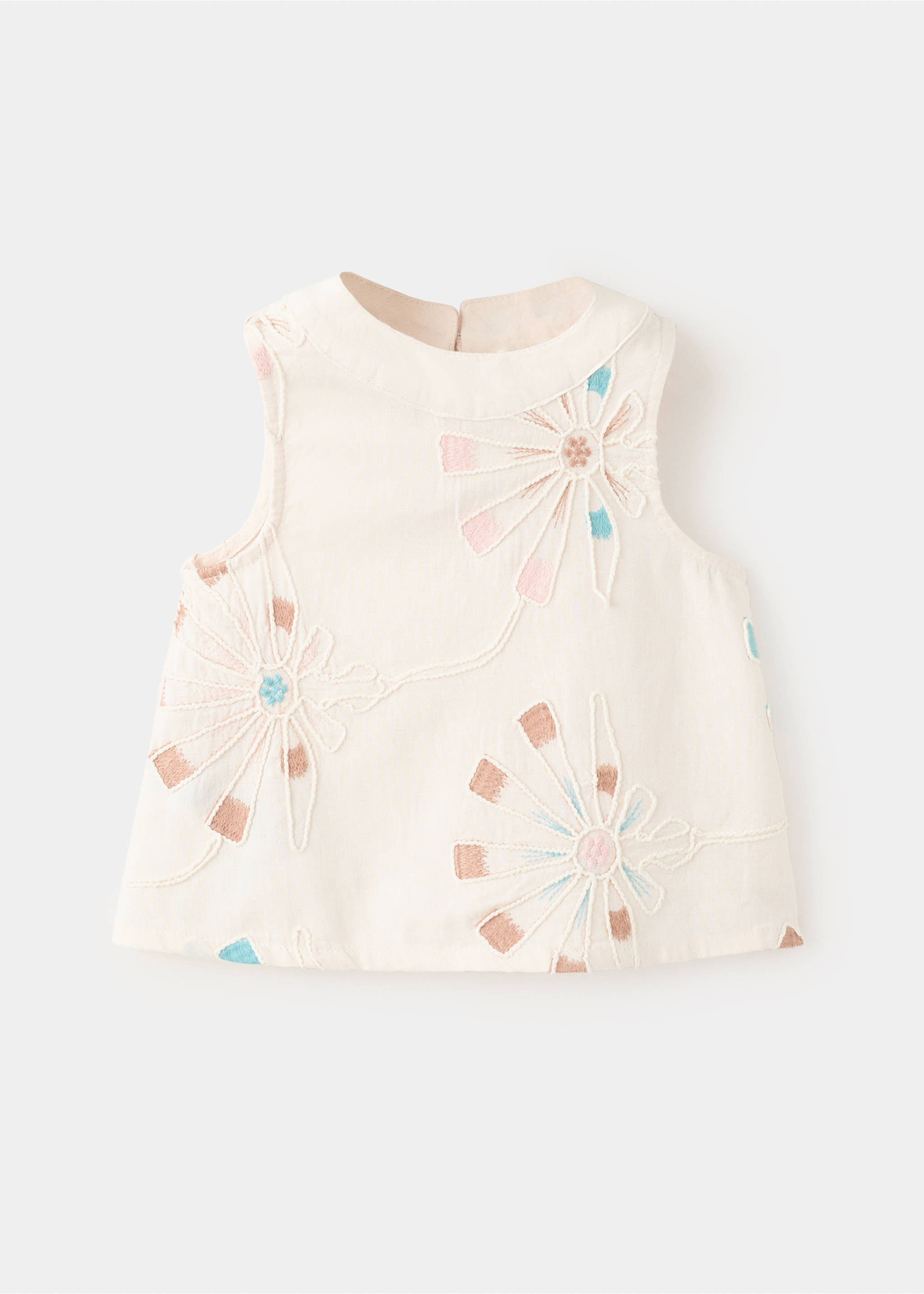 Embroidered details blouse - Article without model, Ecru. Ref: 27088269-00.