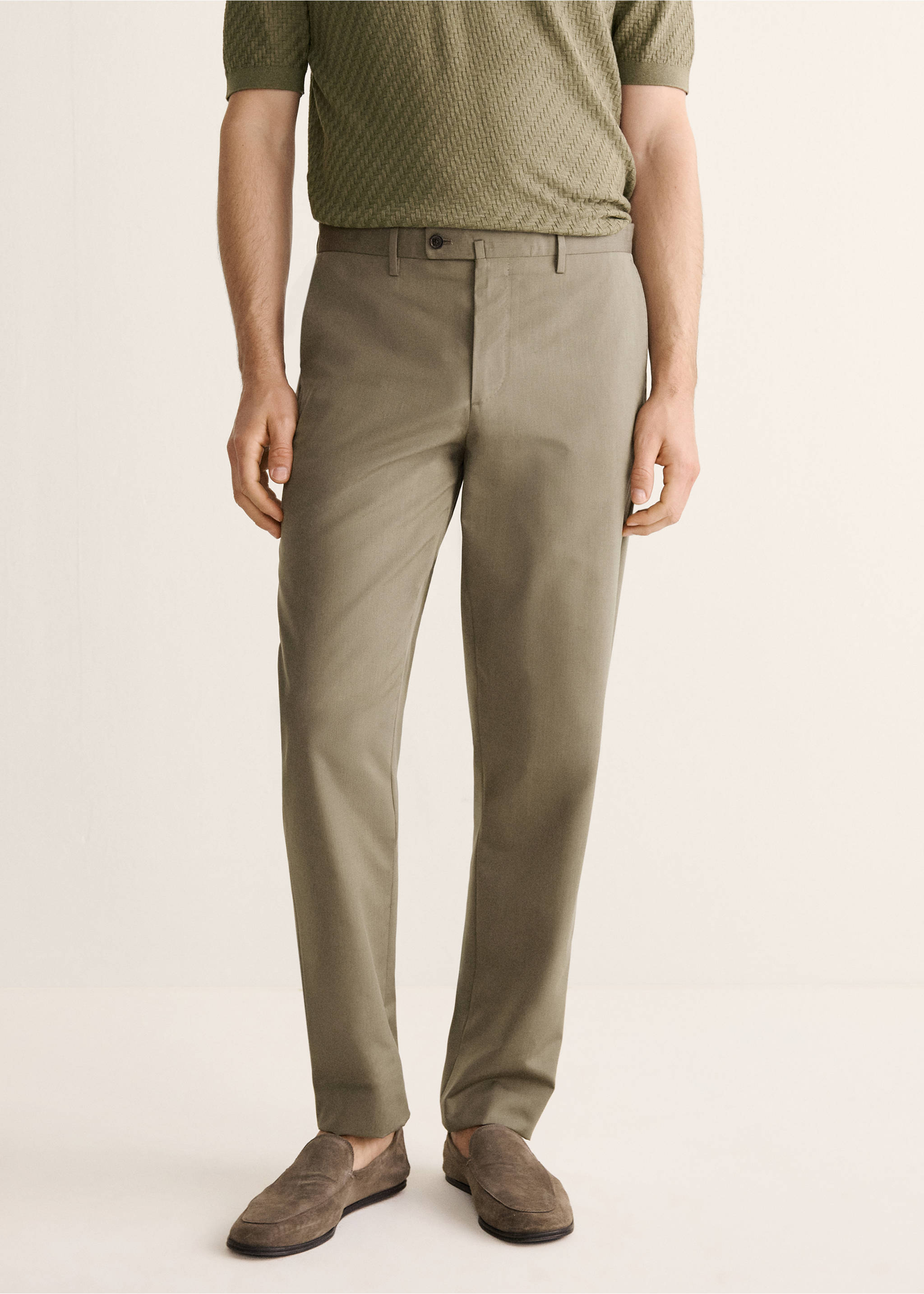 Костюмные брюки slim fit - Средний план, Хаки. Ref: 27088270-00.