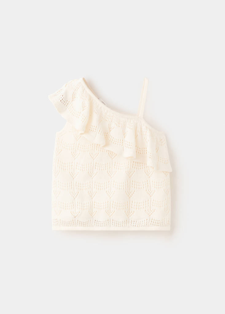 Off-the-shoulder frill top — Off White