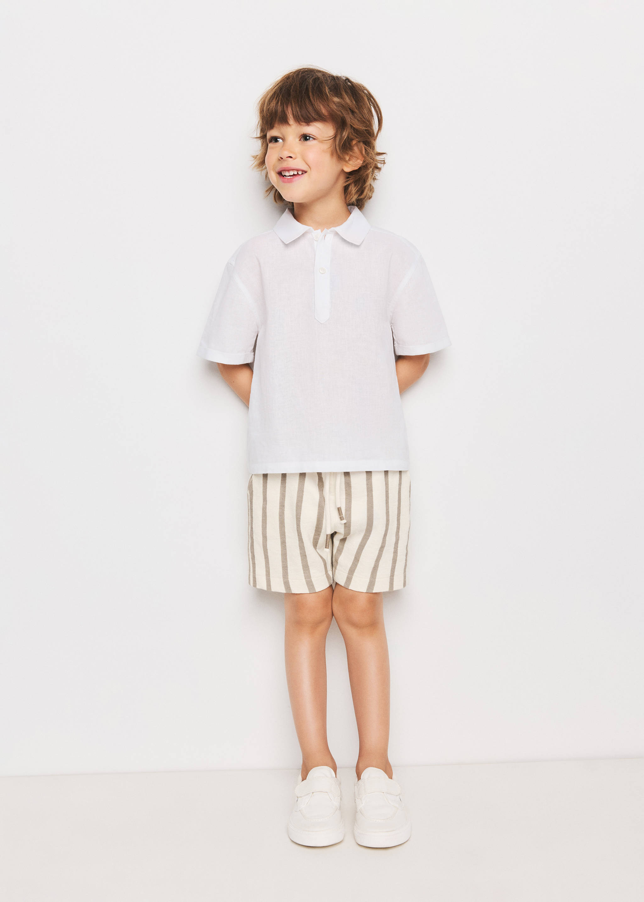 Striped cotton Bermuda shorts - General plane