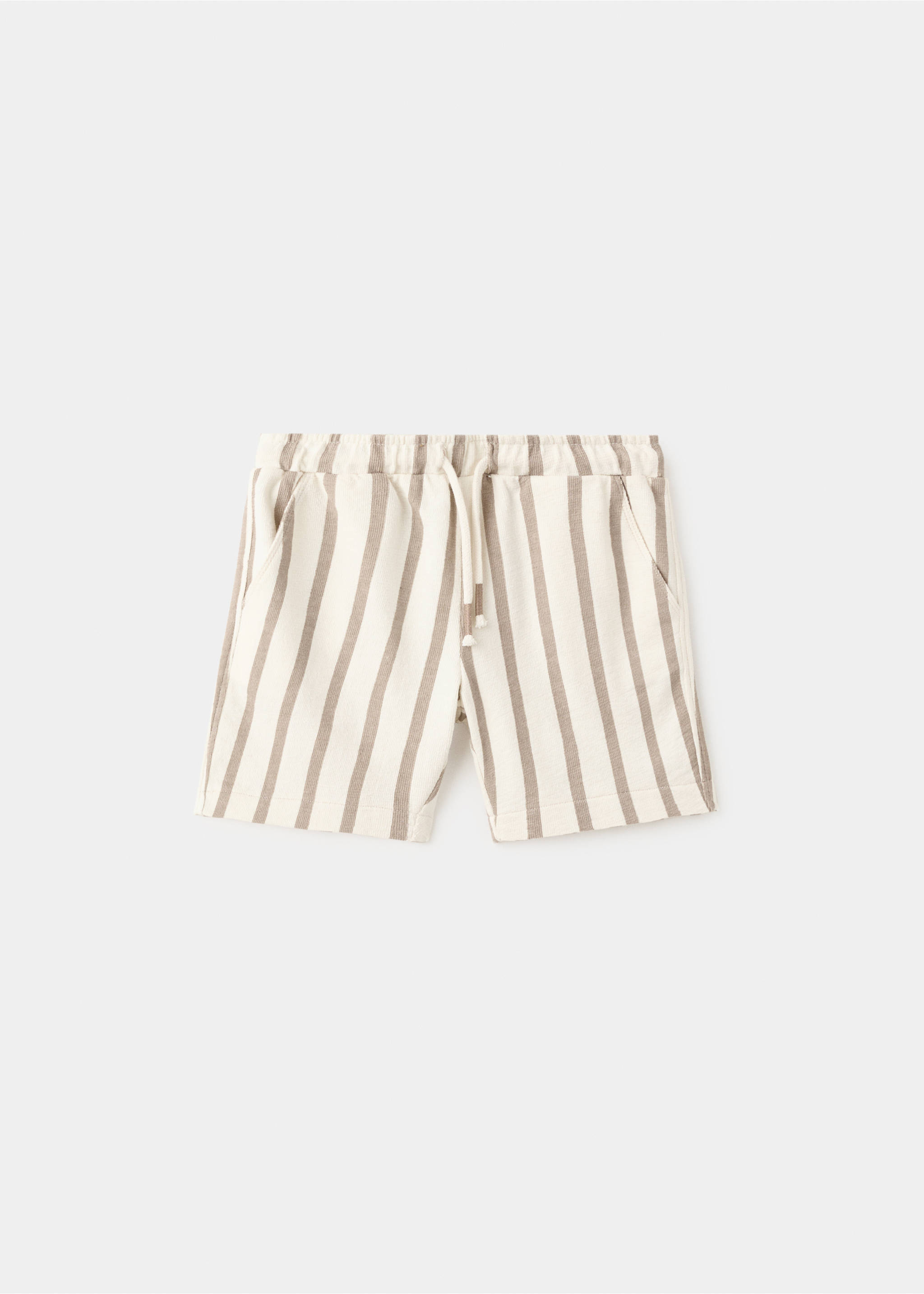 Striped cotton Bermuda shorts - Article without model, Medium Brown. Ref: 27088272-00.