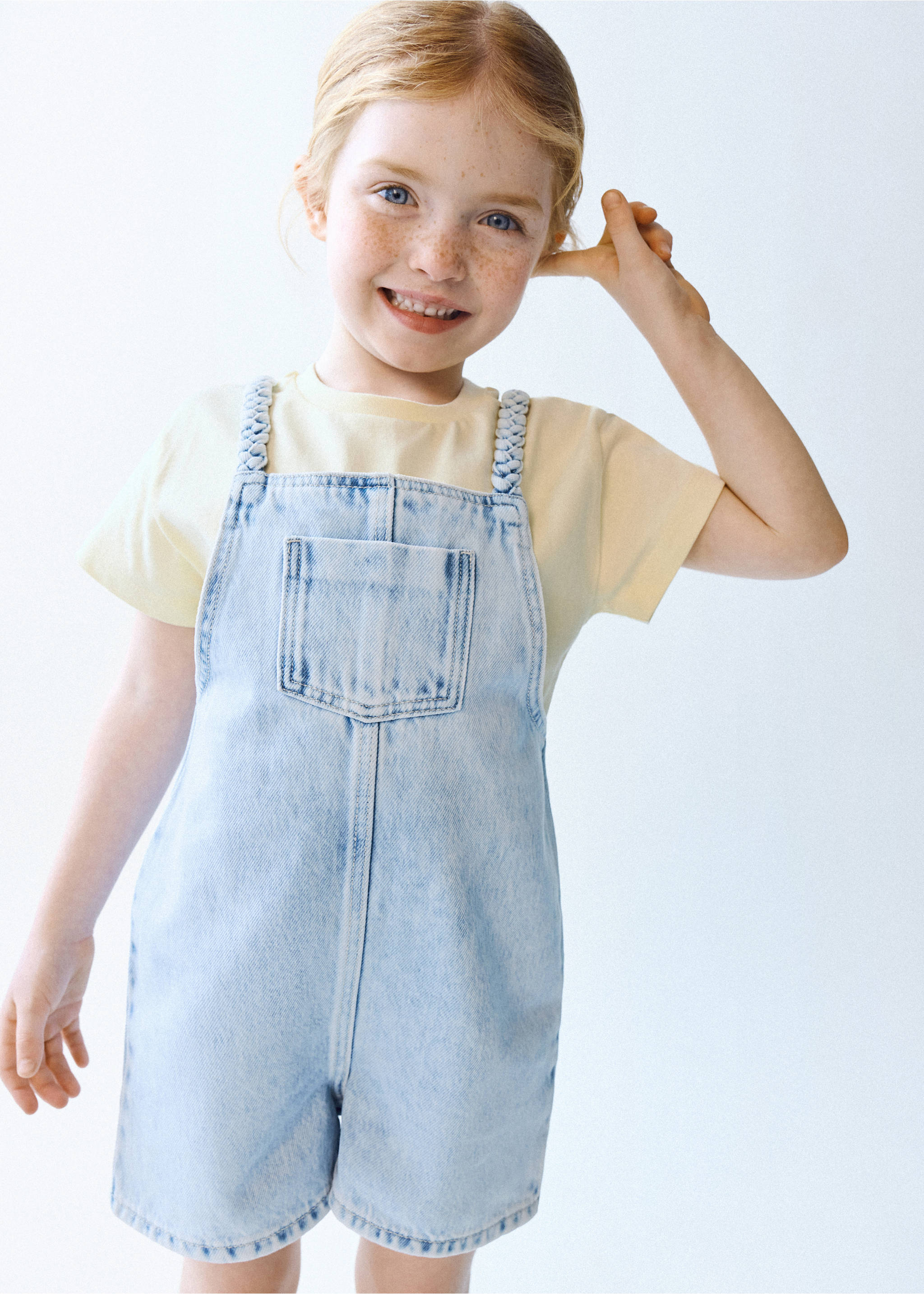 Long denim jumpsuit - Details of the article 1, Light Blue. Ref: 27088273-00.