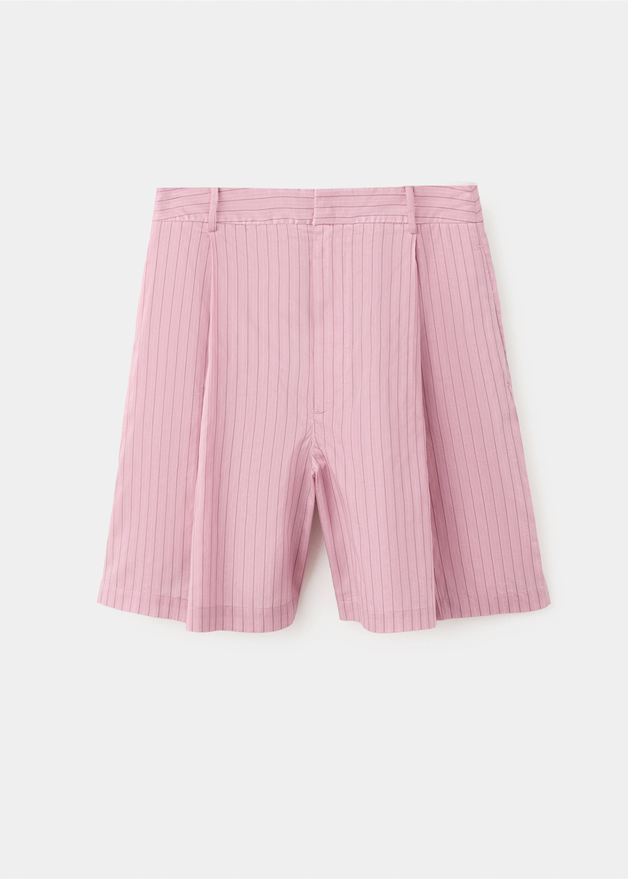 Pinstripe straight Bermudas - Article without model, Pastel Pink. Ref: 27088274-00.
