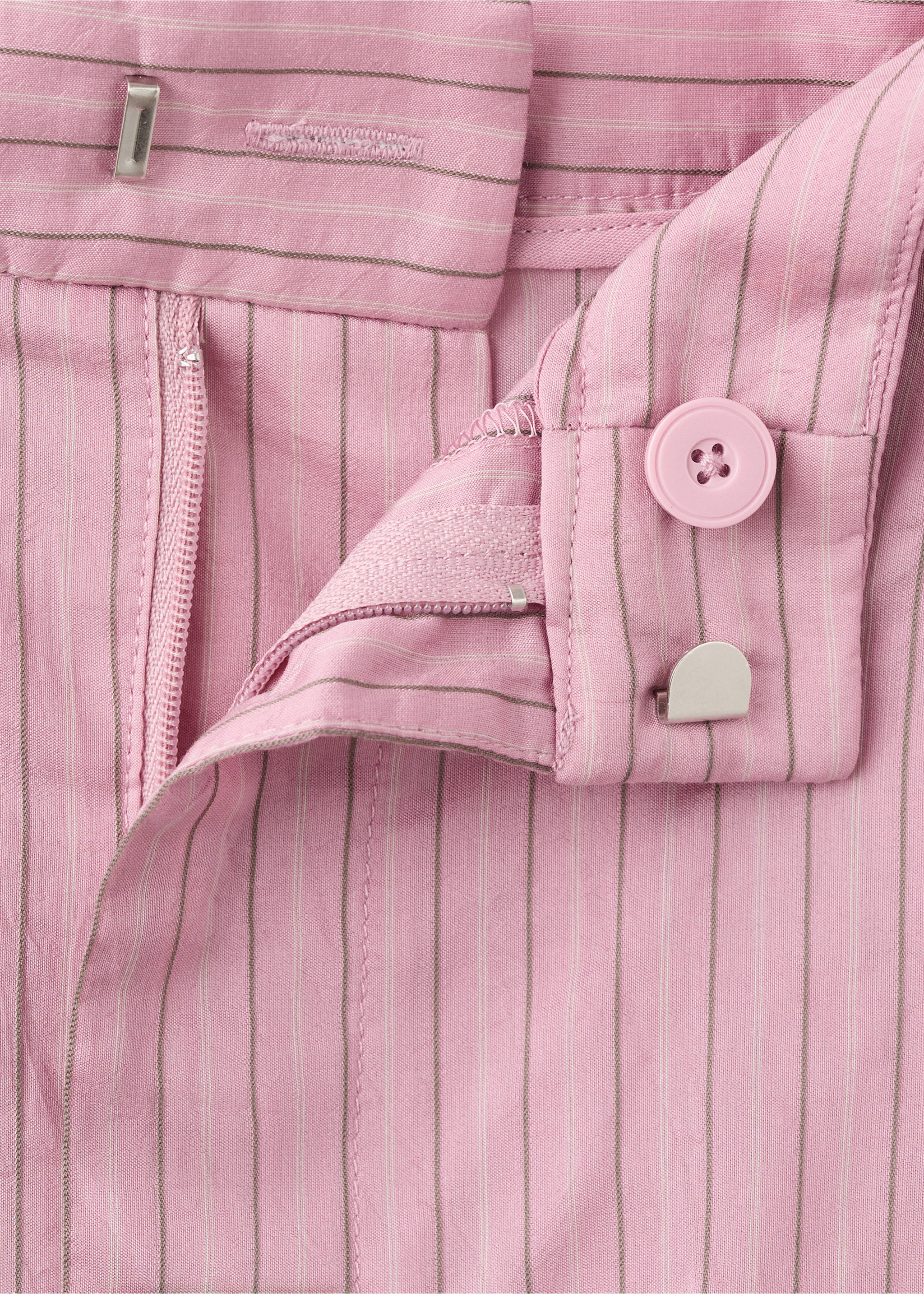 Pinstripe straight Bermudas - Details of the article 0, Pastel Pink. Ref: 27088274-00.