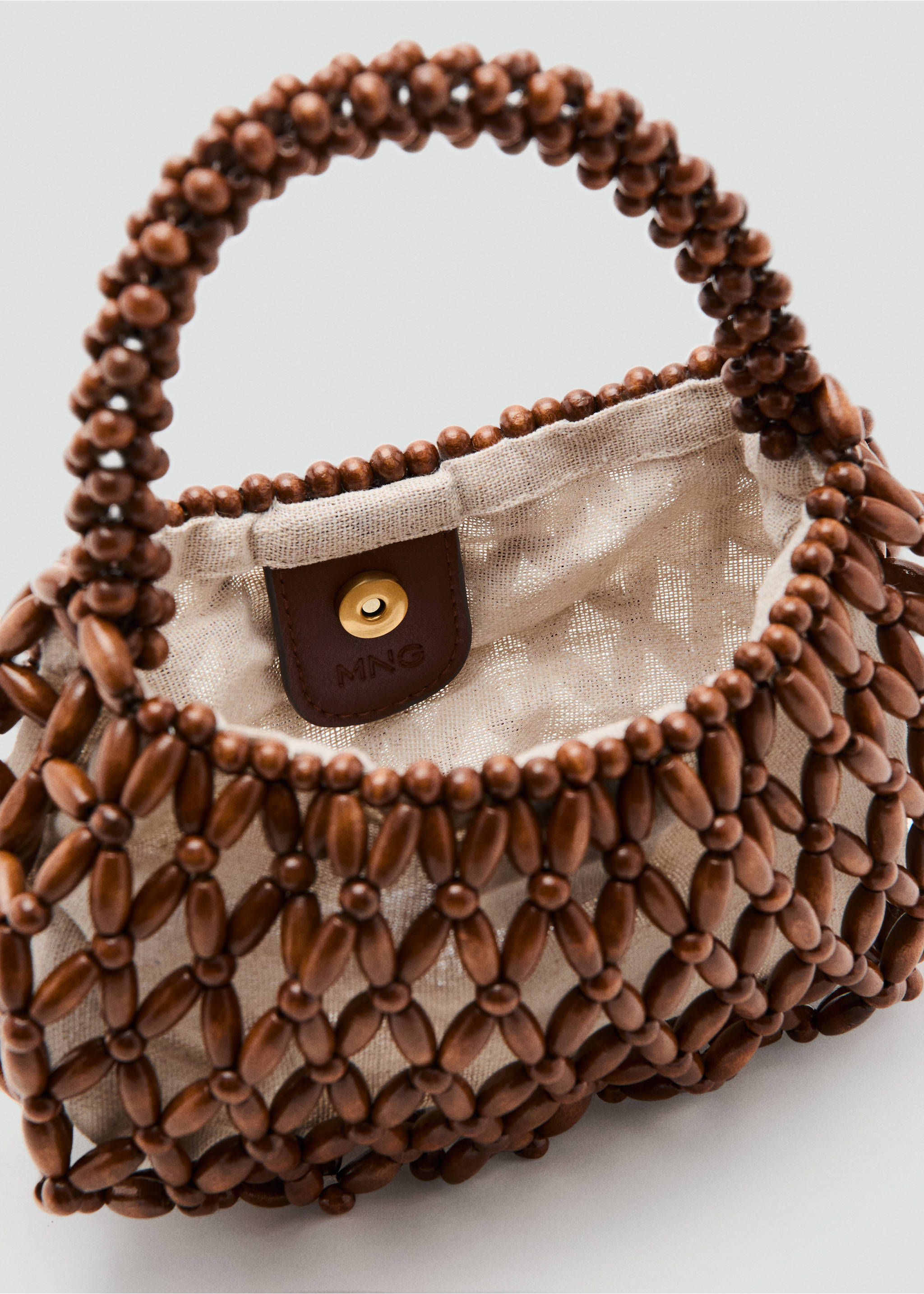 Sac à main perles bois - Détail de l'article 3, Marron. Ref: 27088647-00.