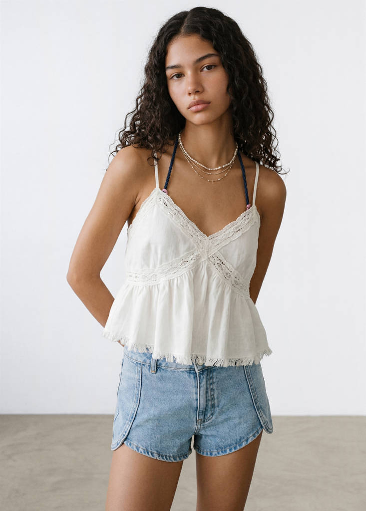 Fringe detail top — Off White