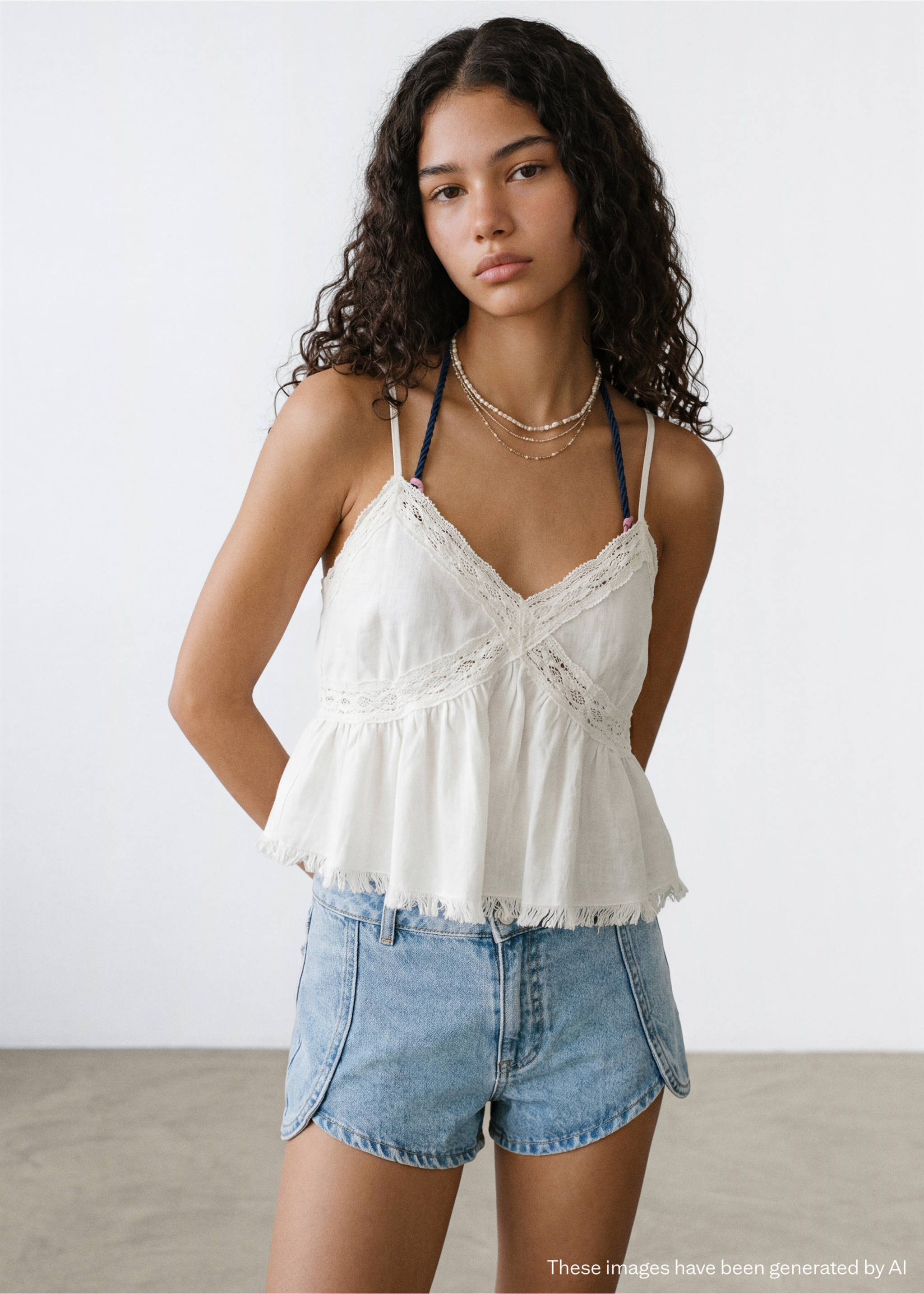 Fringe detail top - Medium plane, Off White. Ref: 27088648-00.