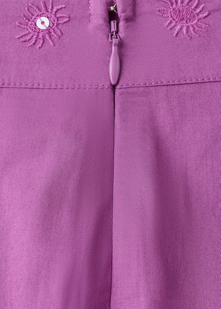 Straight trousers with embroidered details — Lilac