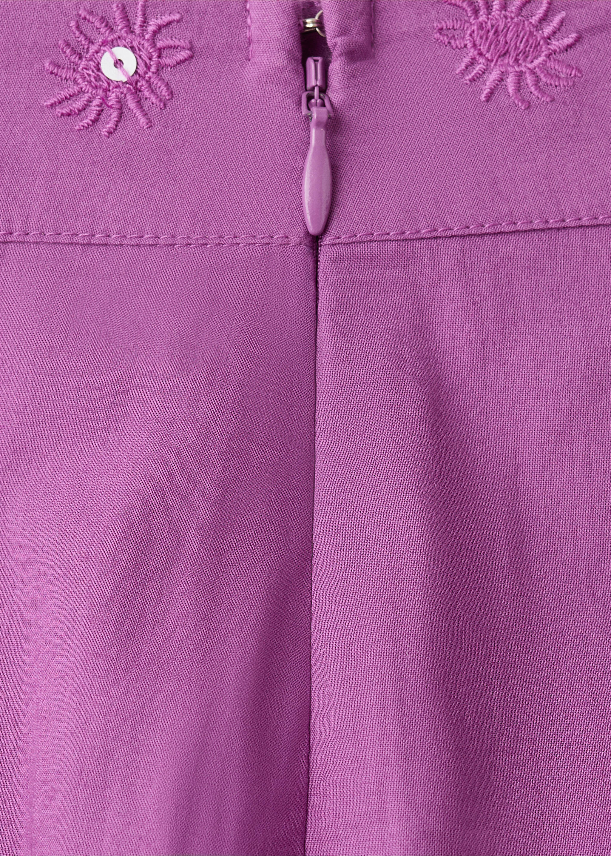 Straight trousers with embroidered details - Details of the article 8, Lilac. Ref: 27088649-00.
