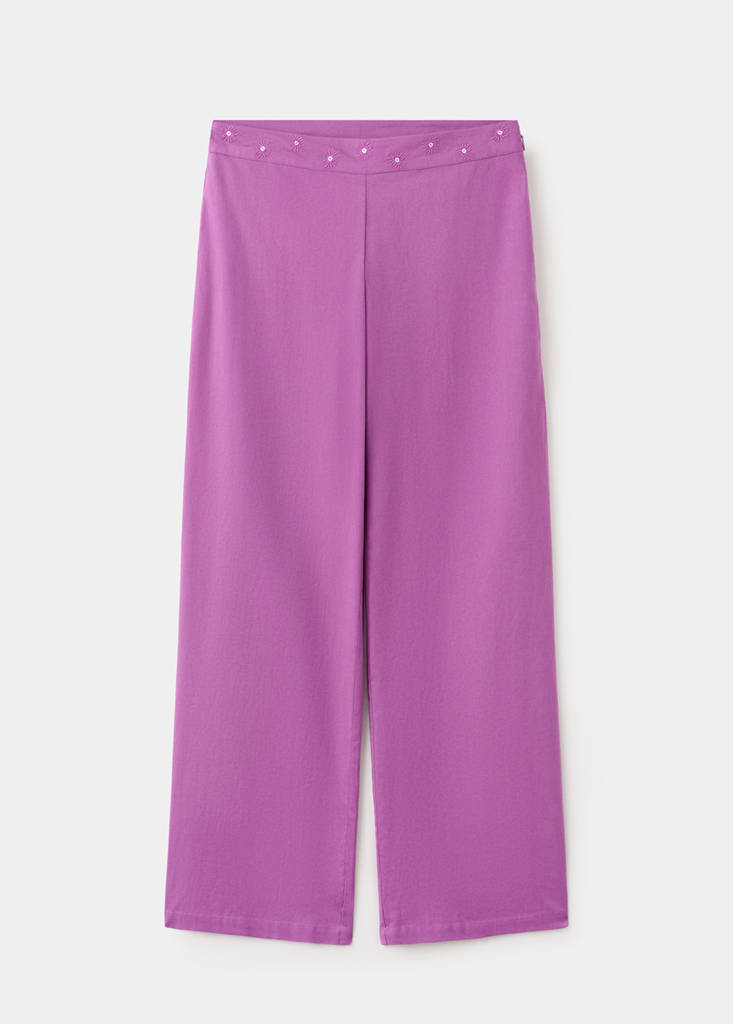 Straight trousers with embroidered details — Lilac