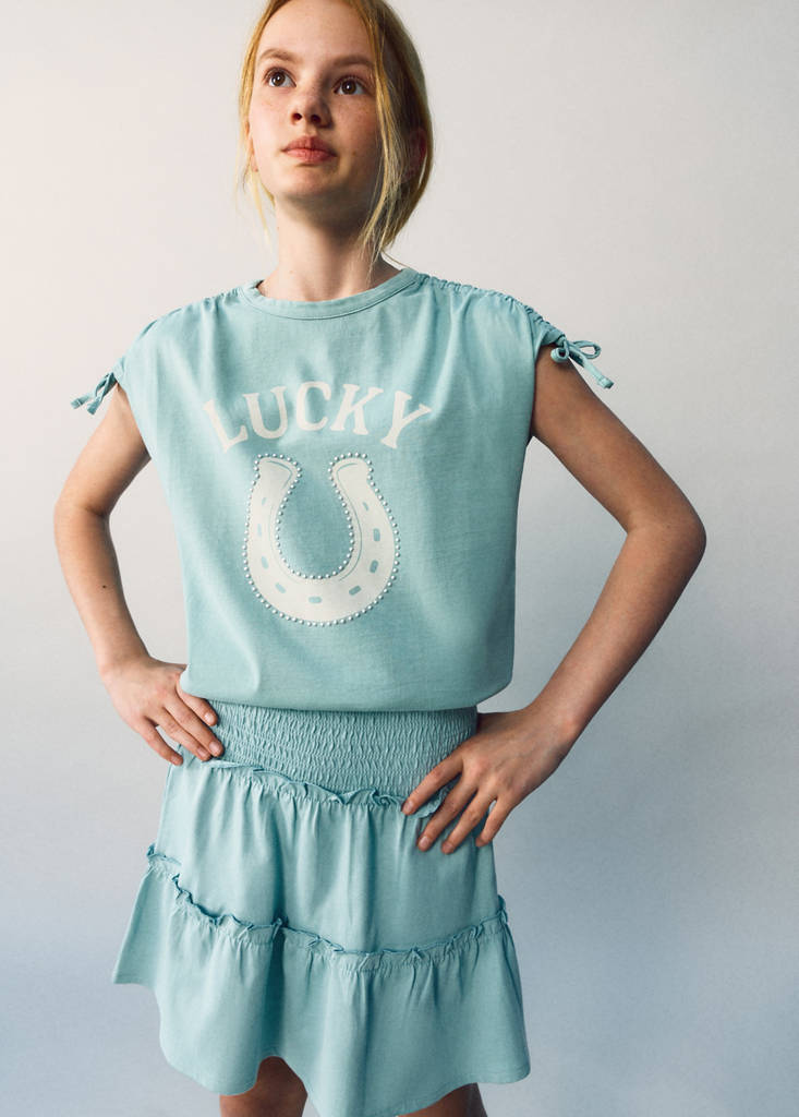 Ruffled short skirt — Turquoise