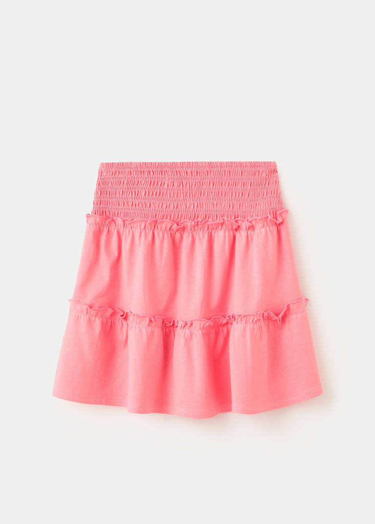 Ruffled short skirt — Coral Red