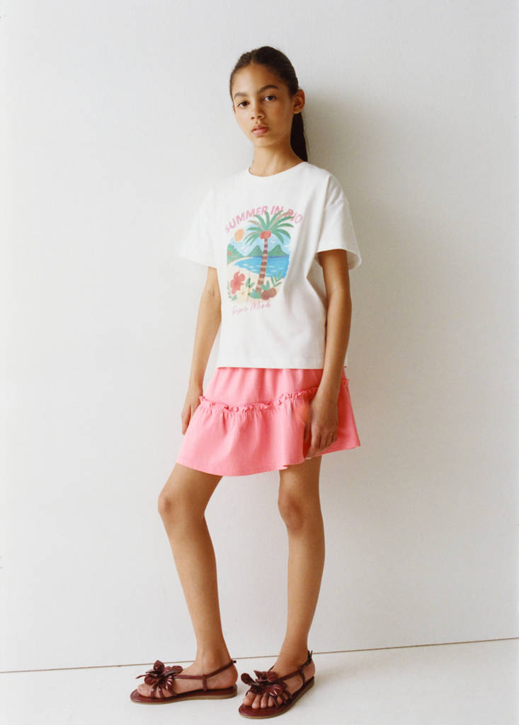Ruffled short skirt — Coral Red