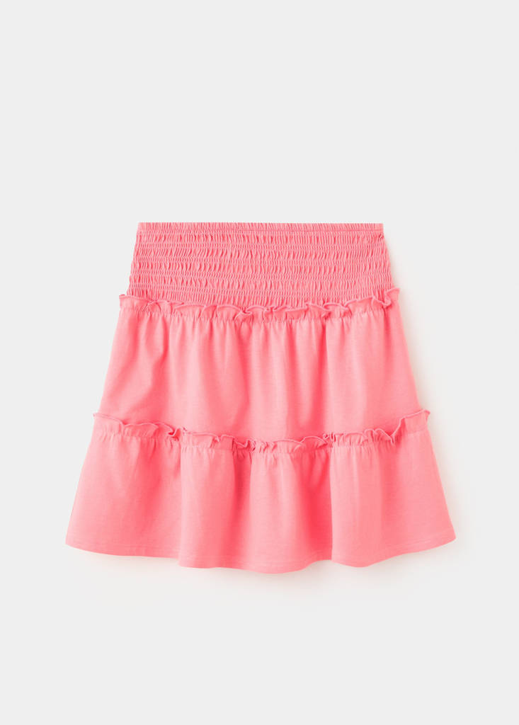 Ruffled short skirt — Coral Red