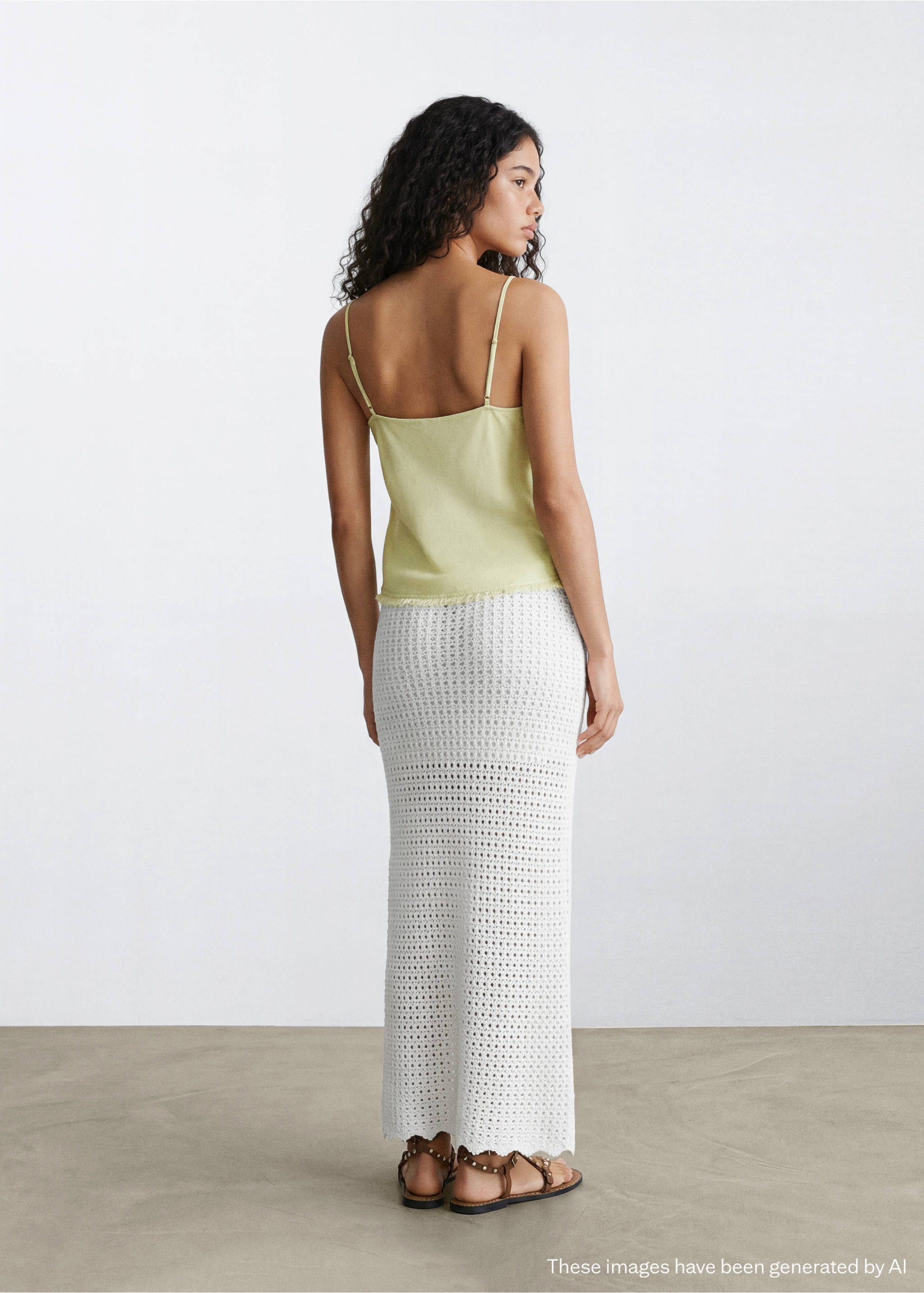 تنورة طويلة منسوجة - الجهة الخلفية للمنتج, أبيض. Ref: 27088652-00.