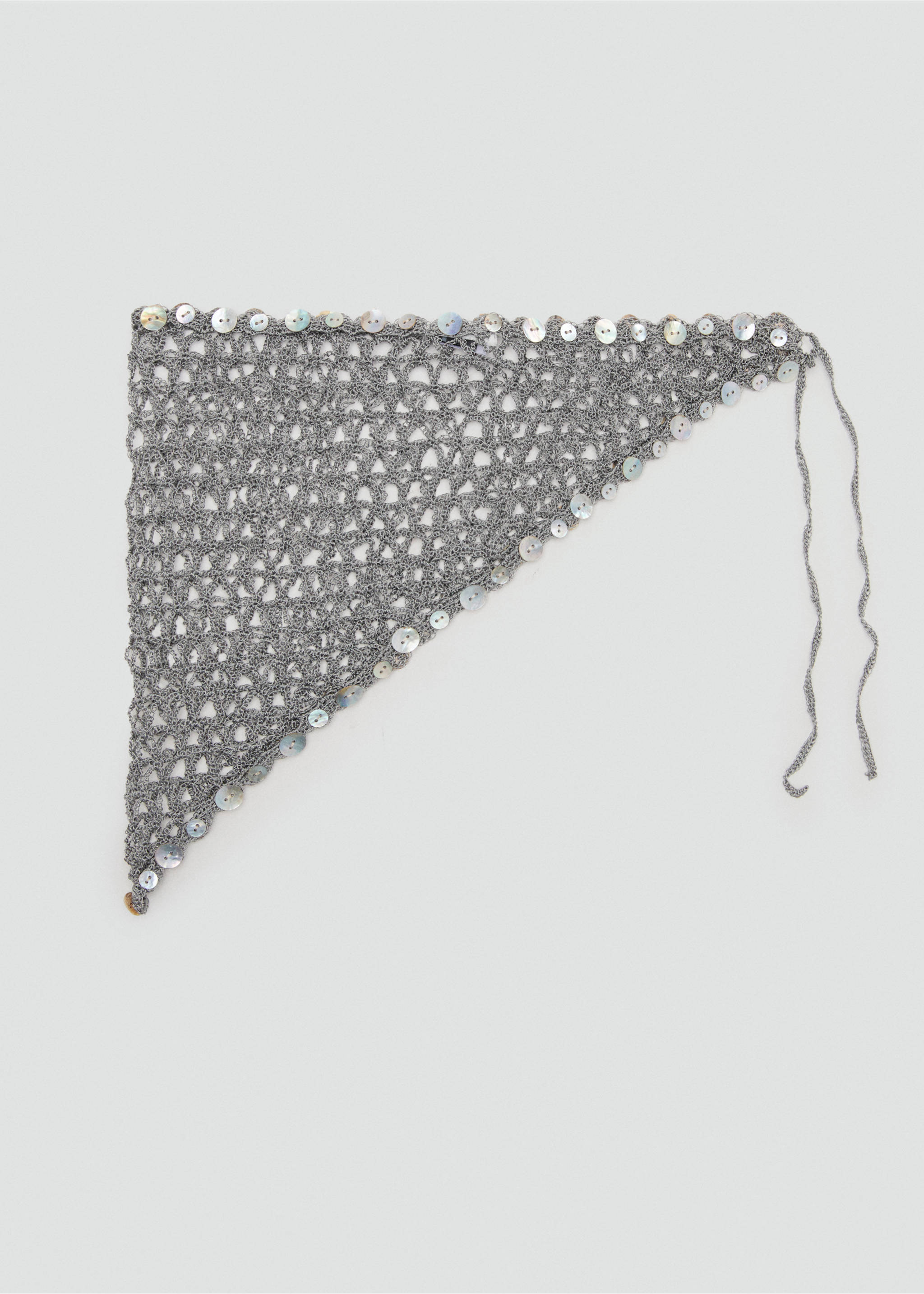 شال كروشيه بأزرار تزيينية - منتج دون نموذج, رمادي. Ref: 27088653-00.