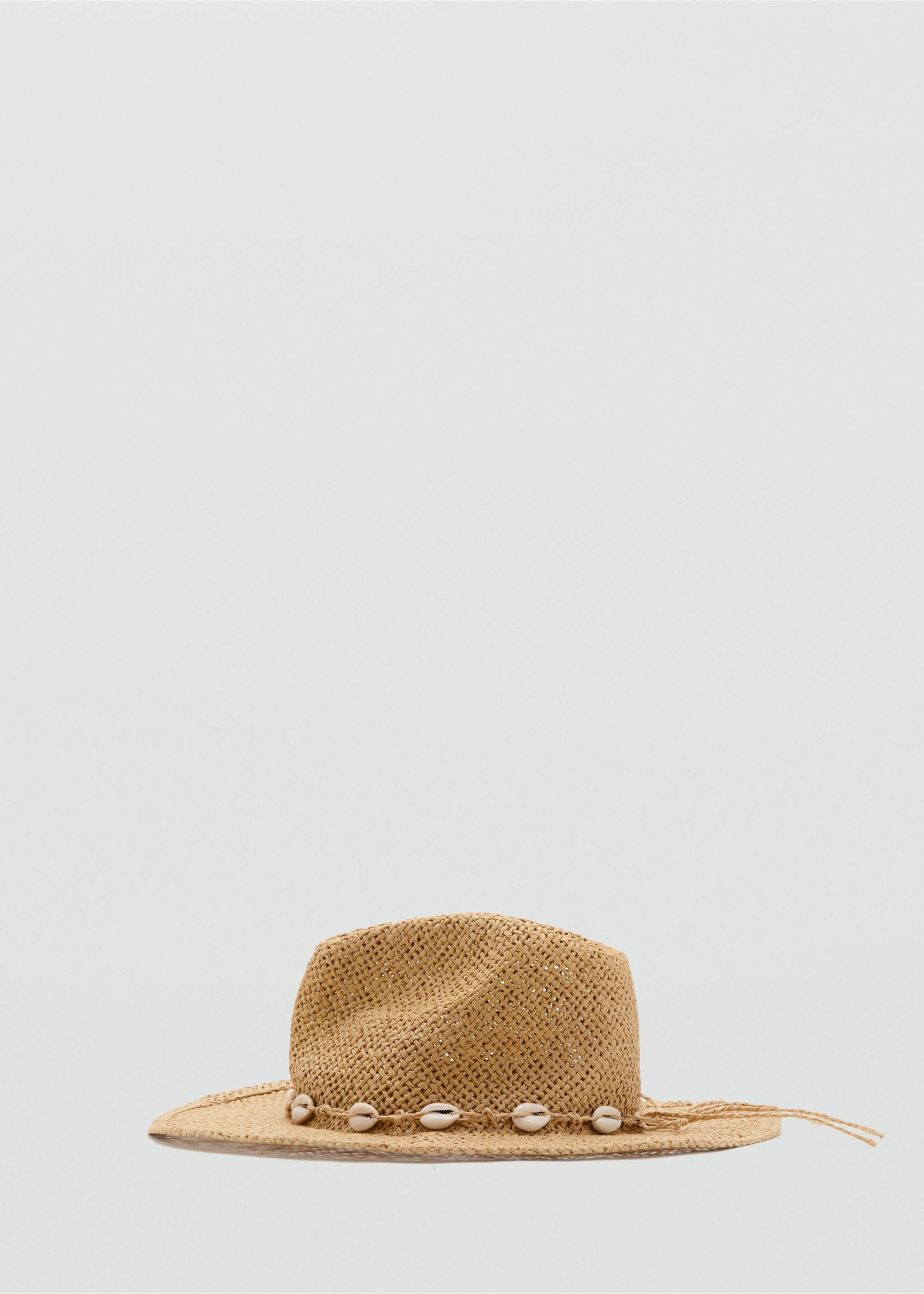 Chapeau en fibre naturelle avec coquillages - Article sans modèle, Beige. Ref: 27088654-00.