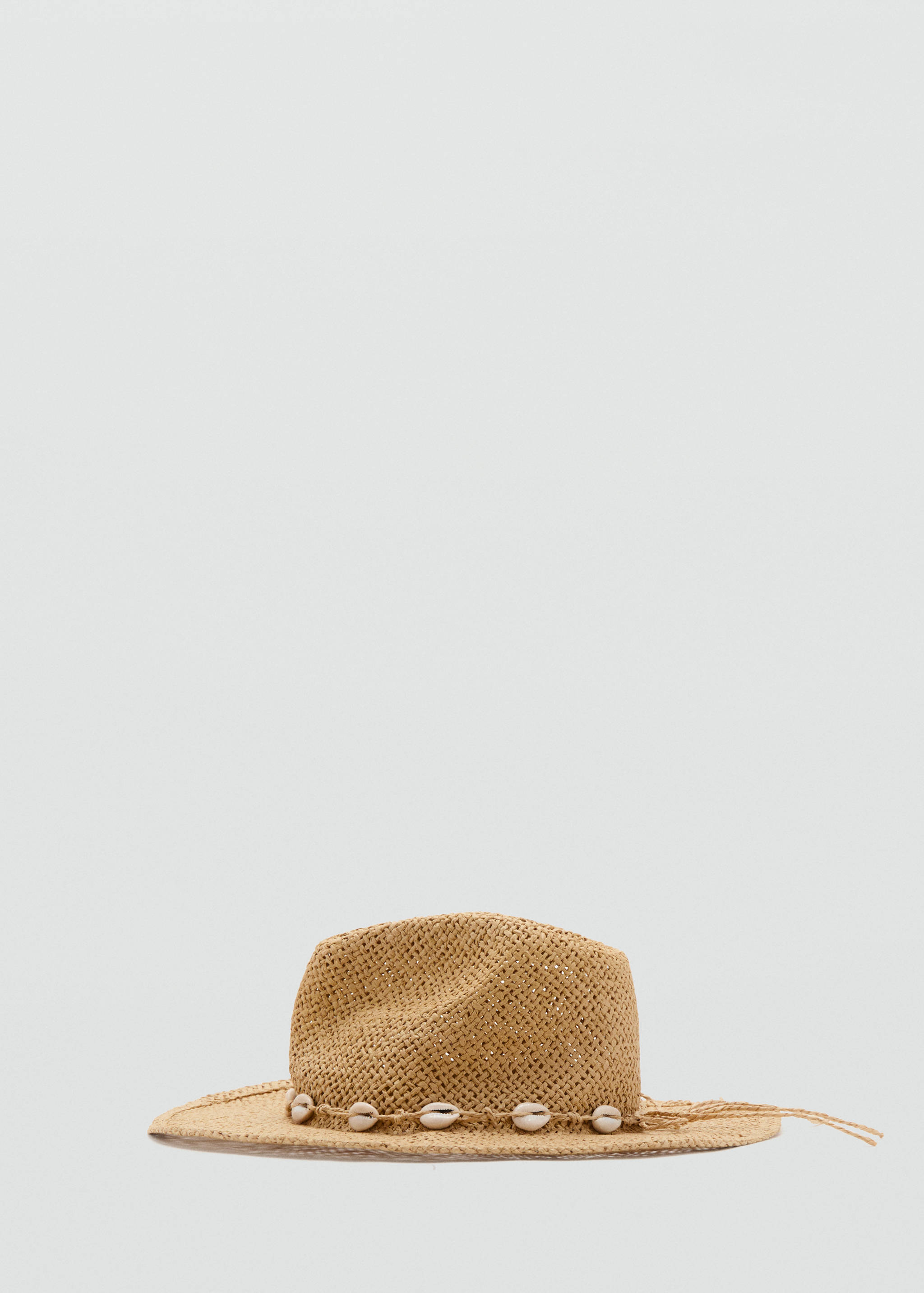 Chapeau en fibre naturelle avec coquillages - Article sans modèle