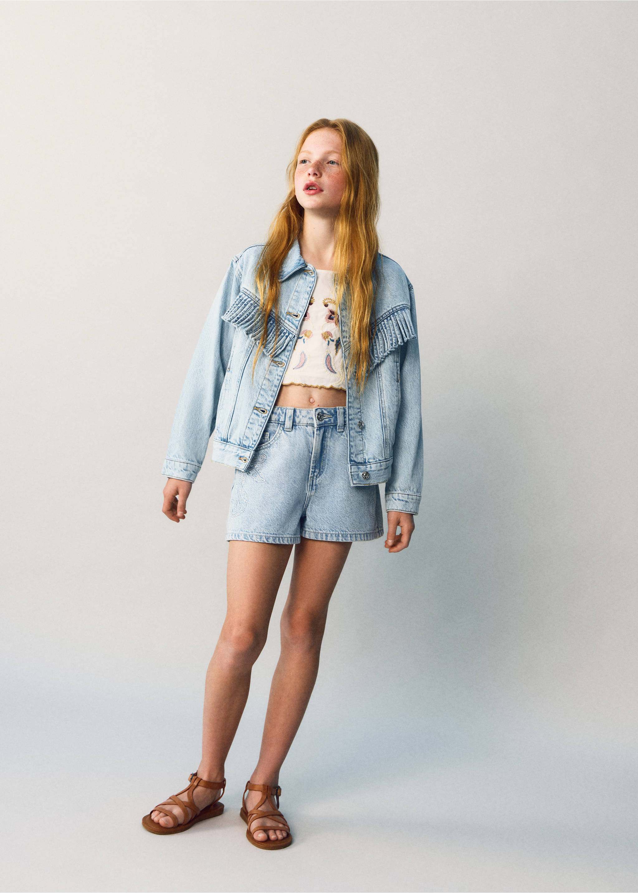 معطف بشراشيب - رؤية عامة, أزرق فاتح. Ref: 27088655-00.