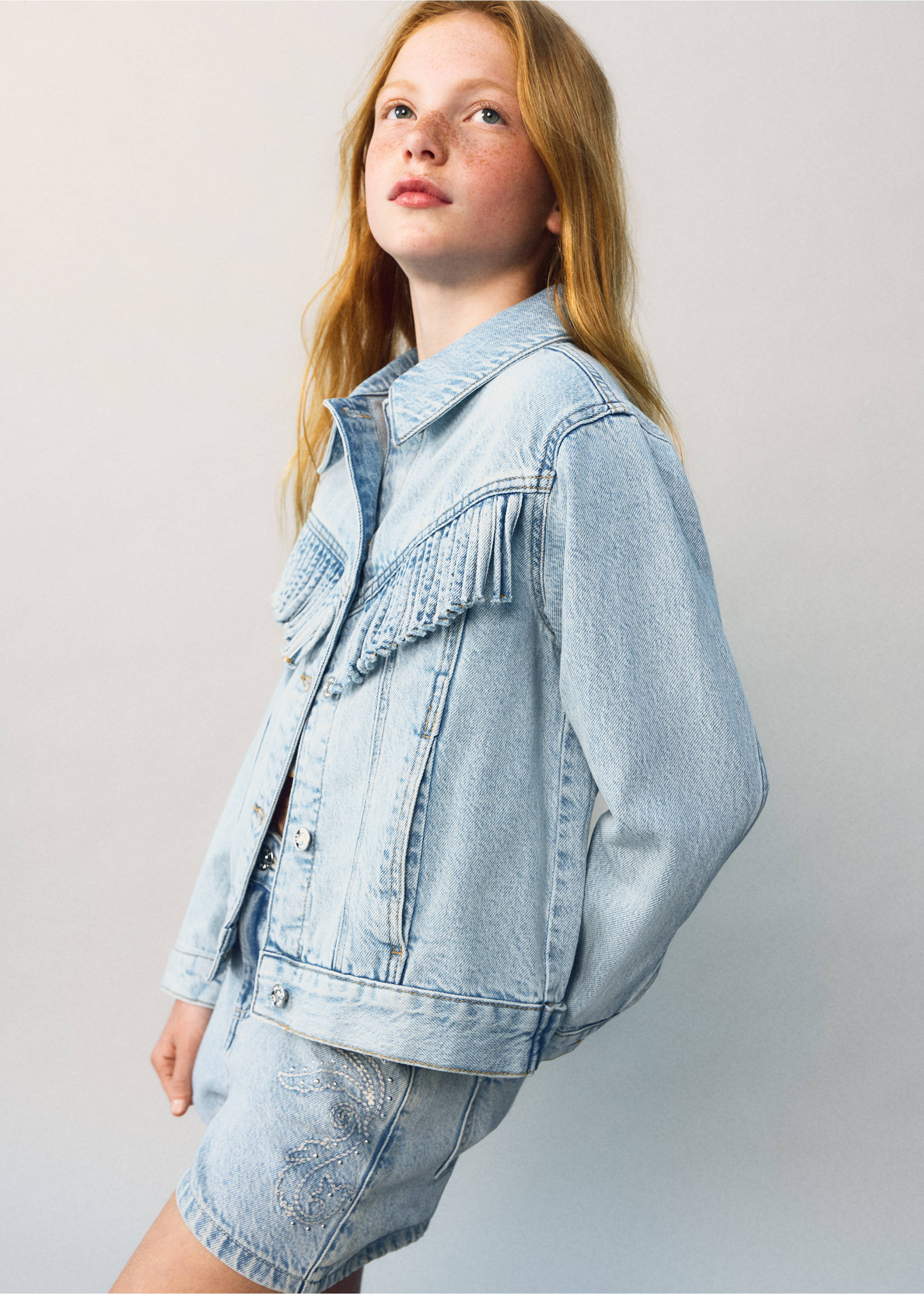 معطف بشراشيب - تفاصيل المنتج 1, أزرق فاتح. Ref: 27088655-00.