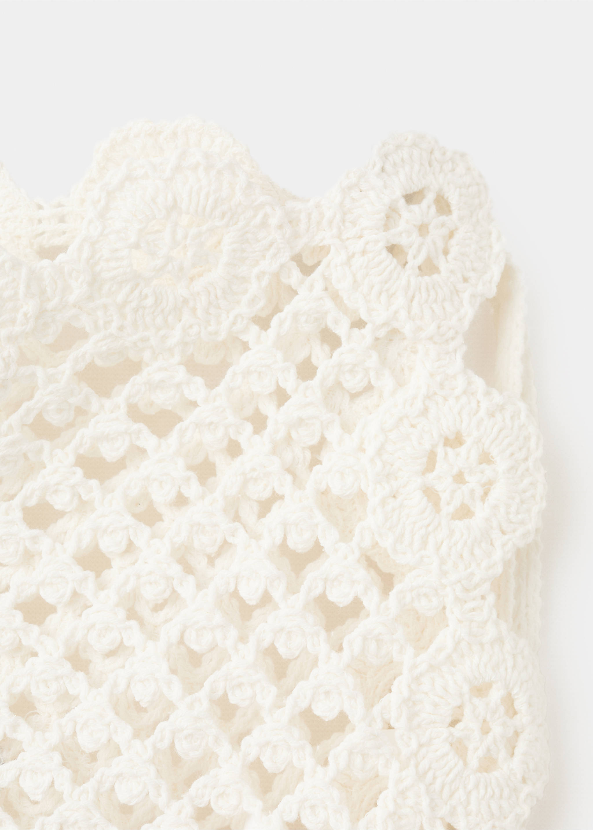 Crochet bow mini-skirt - Details of the article 8, Ecru. Ref: 27088657-00.