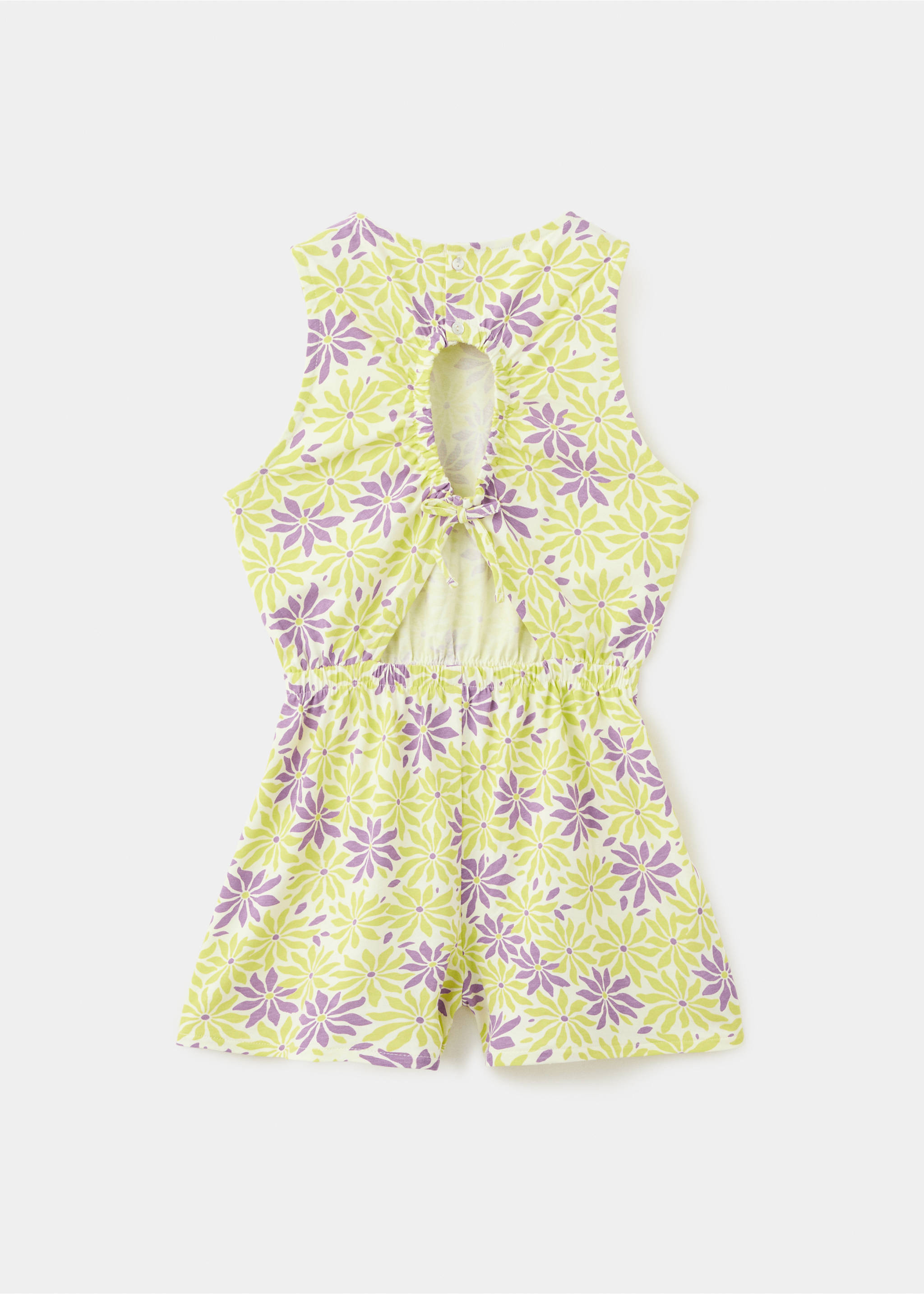 Floral print jumpsuit - Reverse of the article, Pastel Yellow. Ref: 27088661-00.