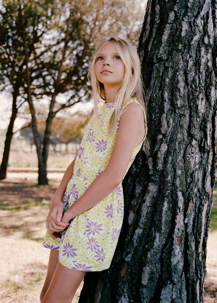 Floral print jumpsuit — Pastel Yellow